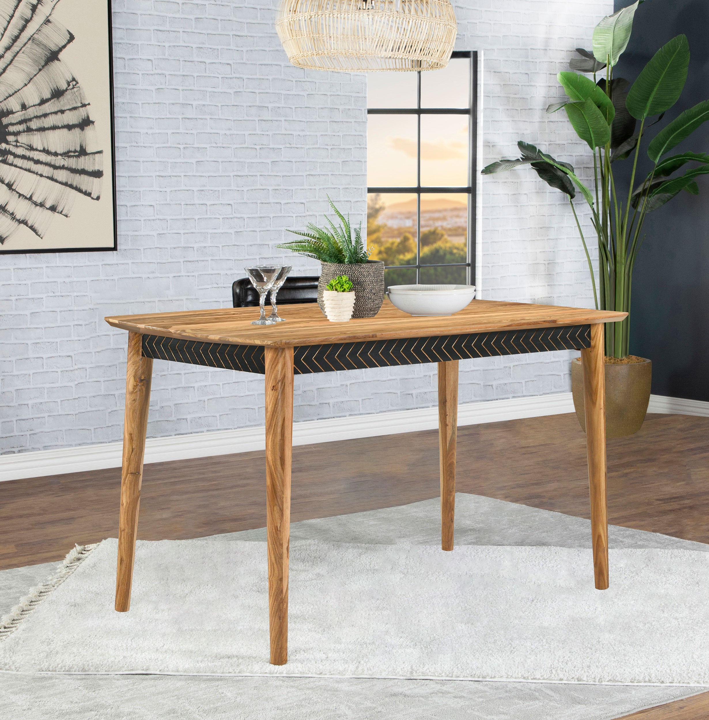 Partridge Rectangular Counter Height Table Natural Sheesham