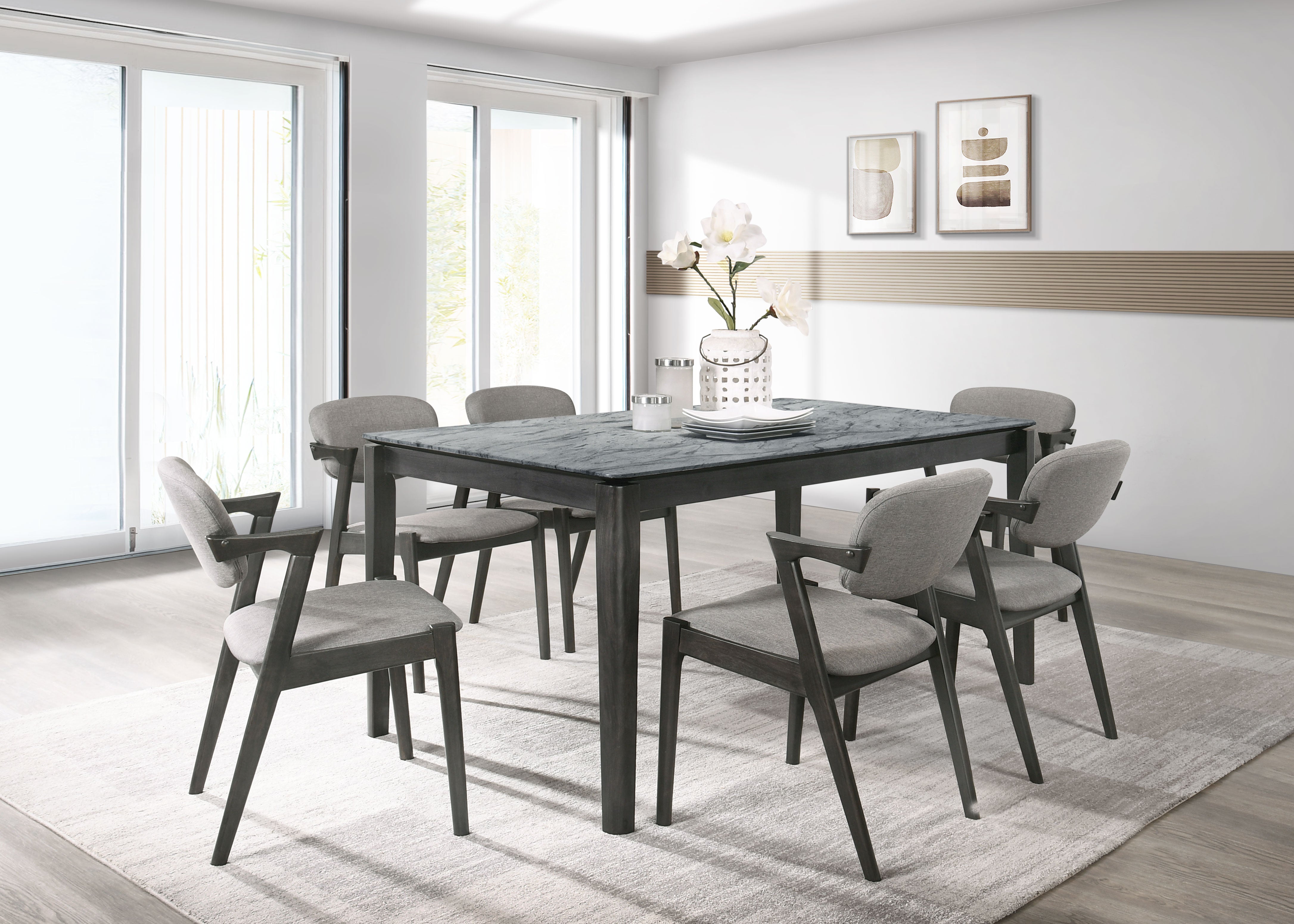 Stevie Rectangular Dining Set Grey and Black image