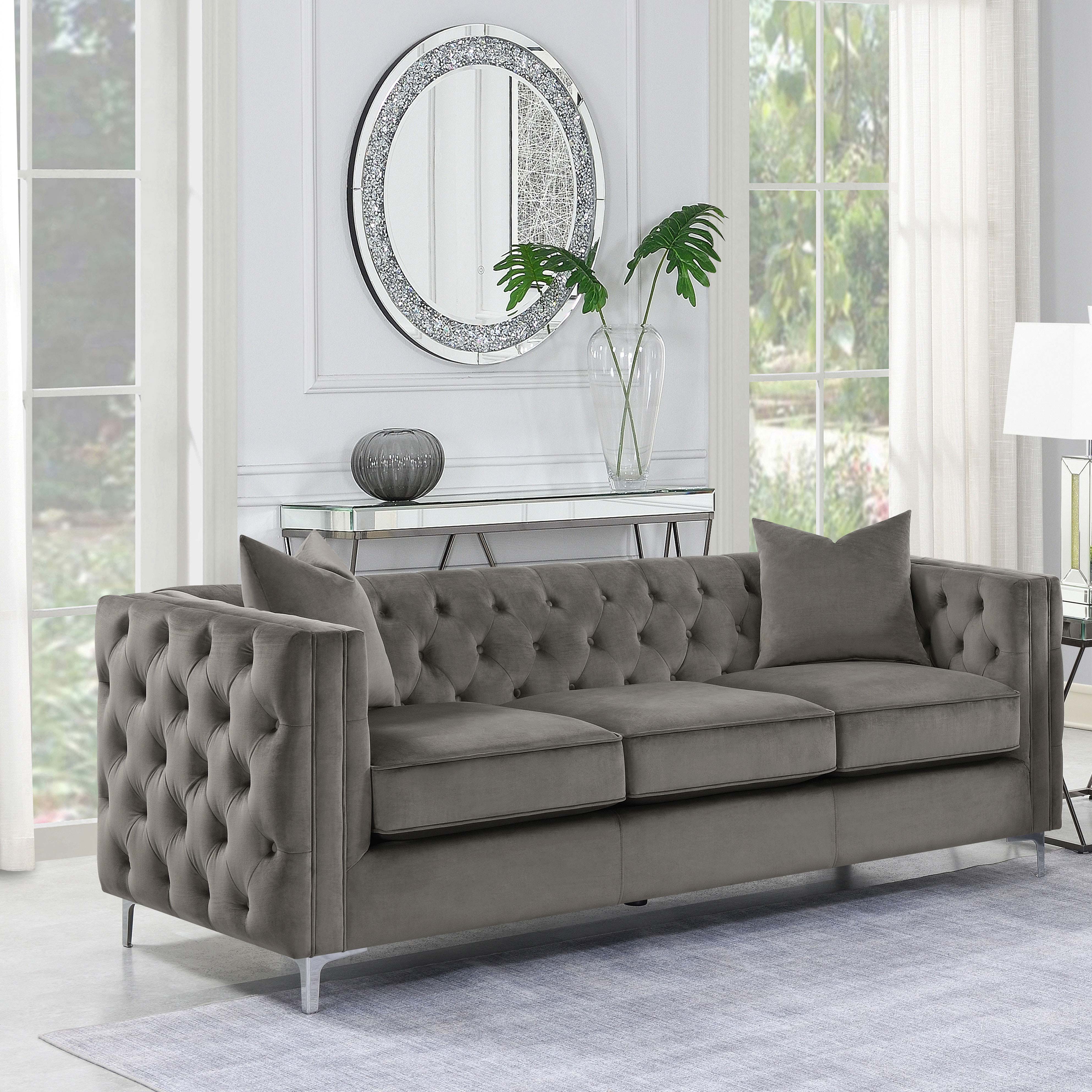 Phoebe Tufted Tuxedo Arms Sofa Urban Bronze image