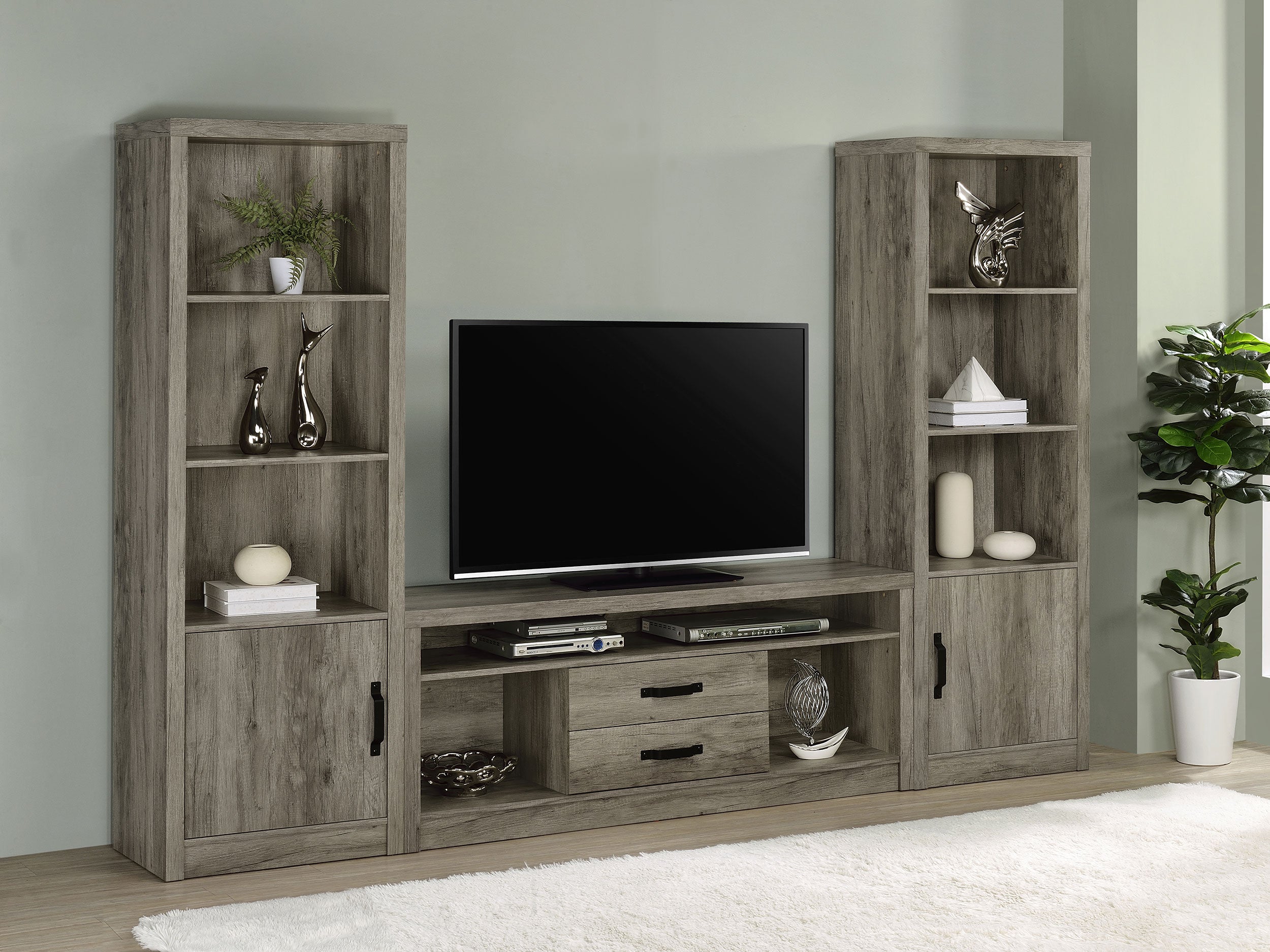 Burke 3-piece Entertainment Center Grey Driftwood image