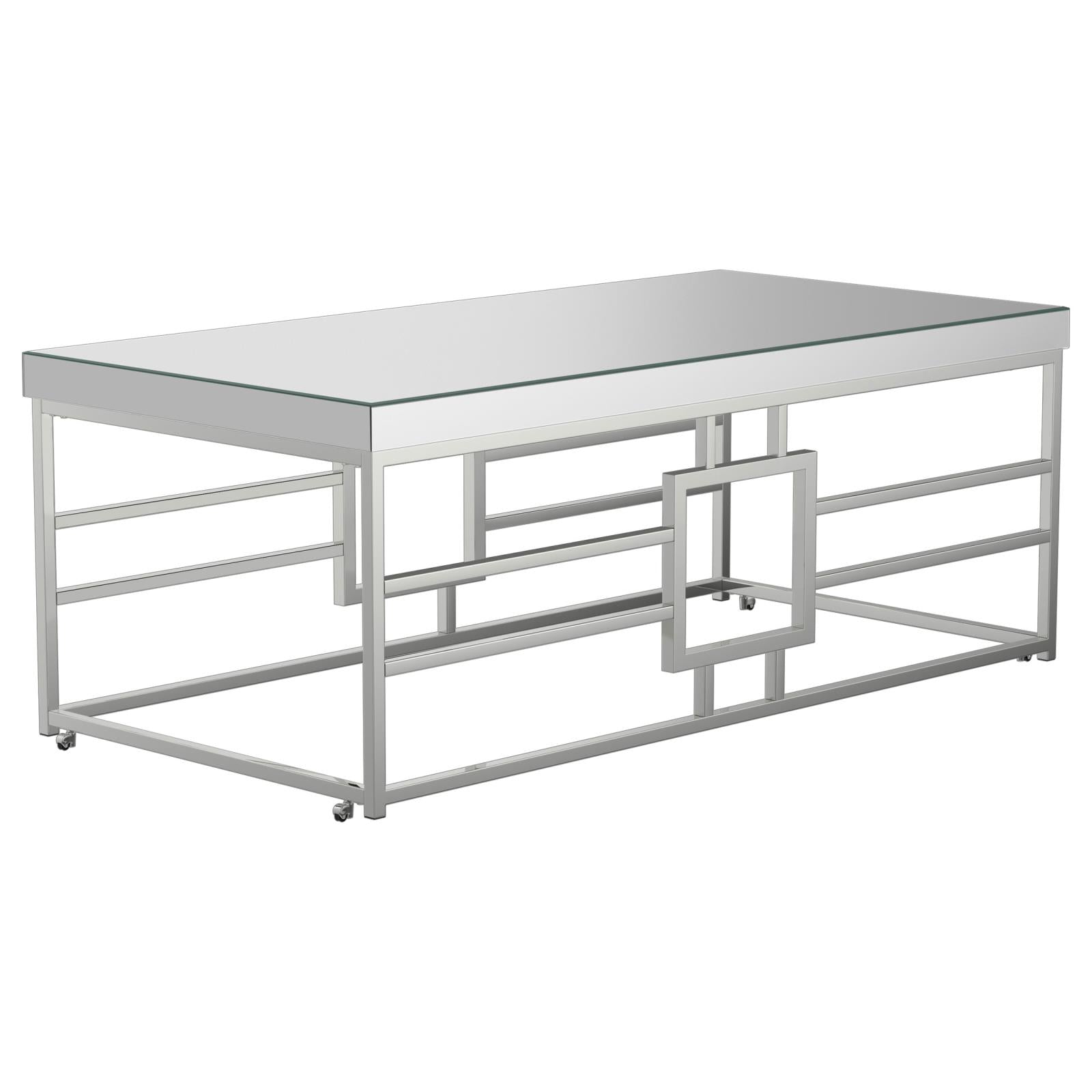 Dafina Geometric Frame Rectangular Coffee Table Chrome image