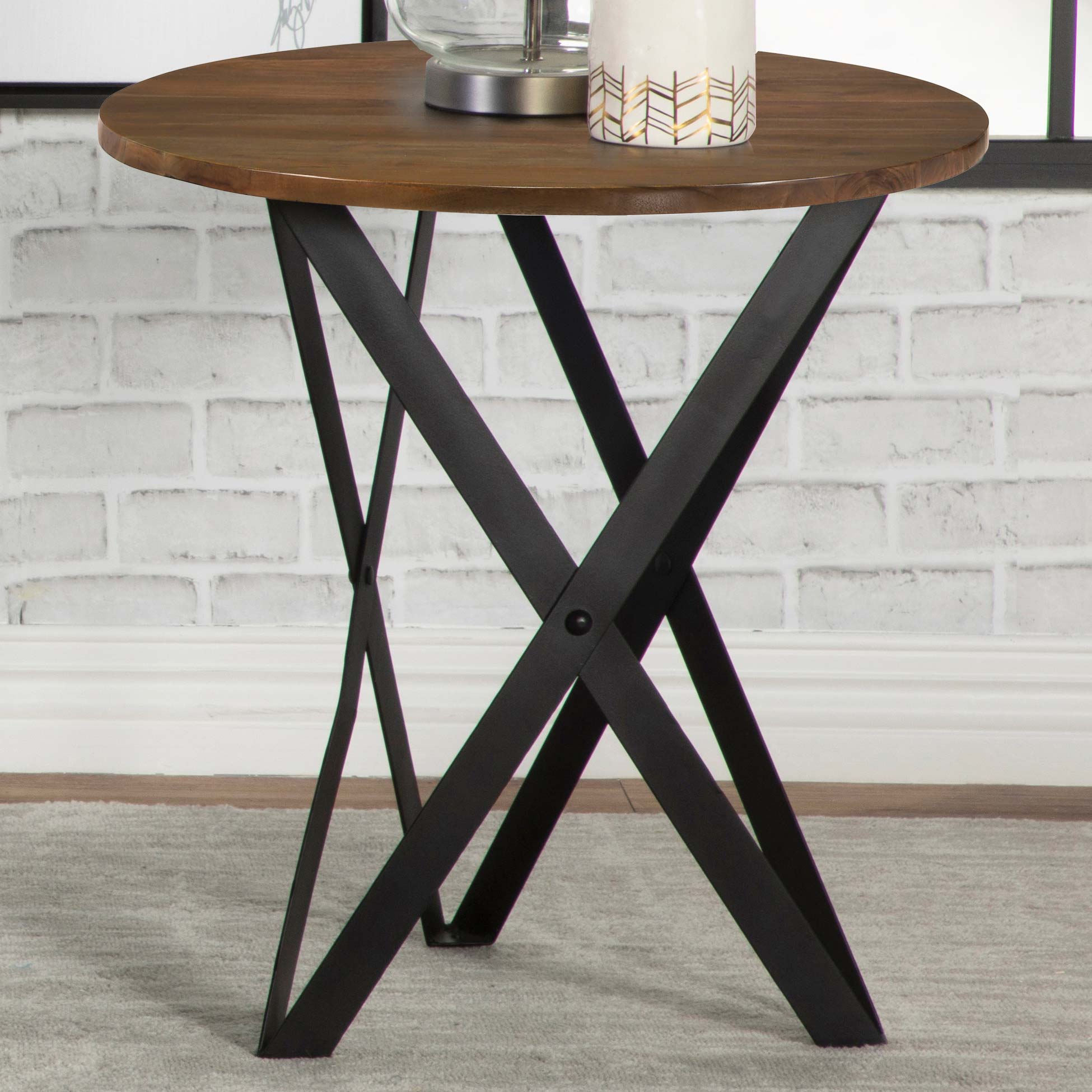 Zack Round End Table Smokey Grey and Black image