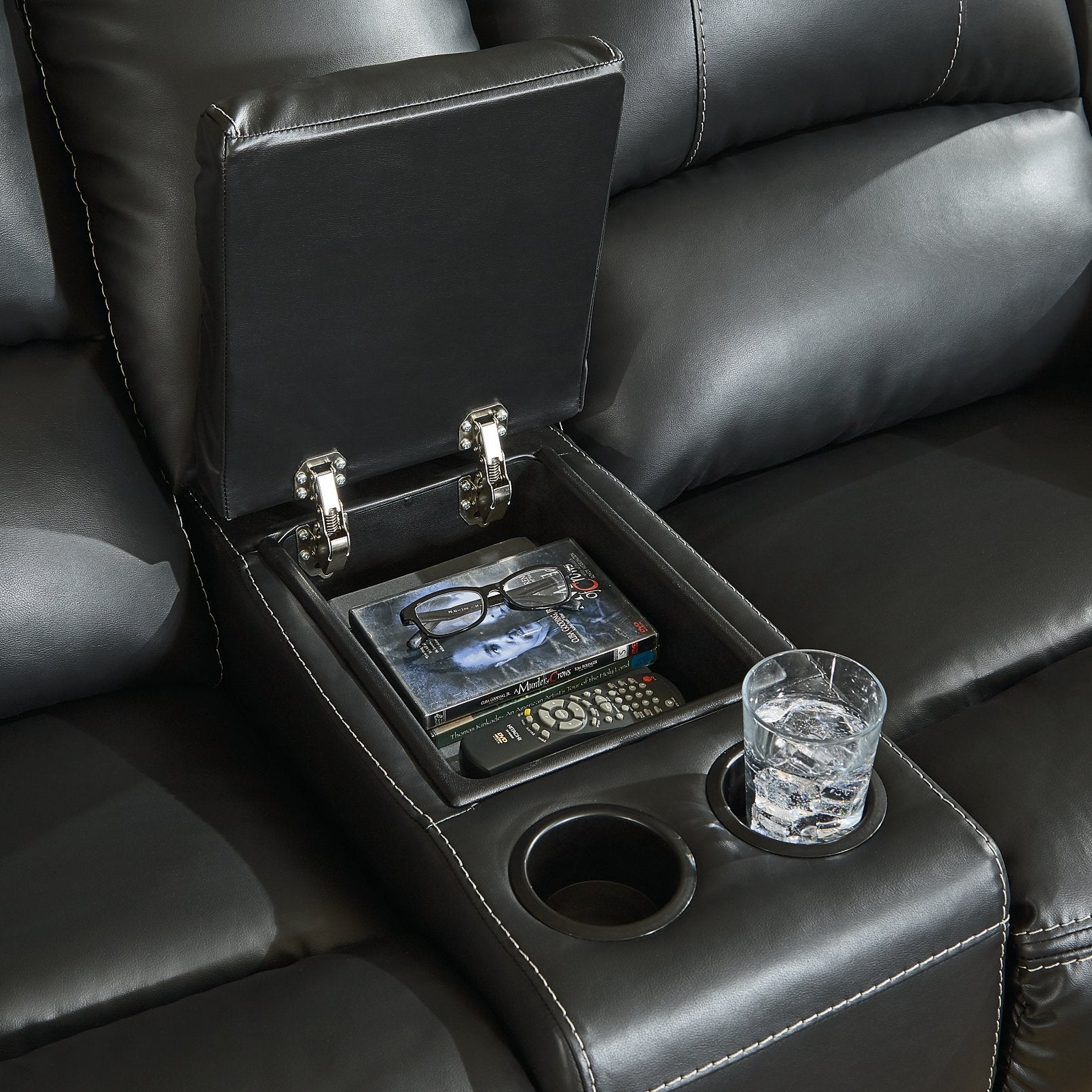 Calderwell Power Reclining Loveseat with Console