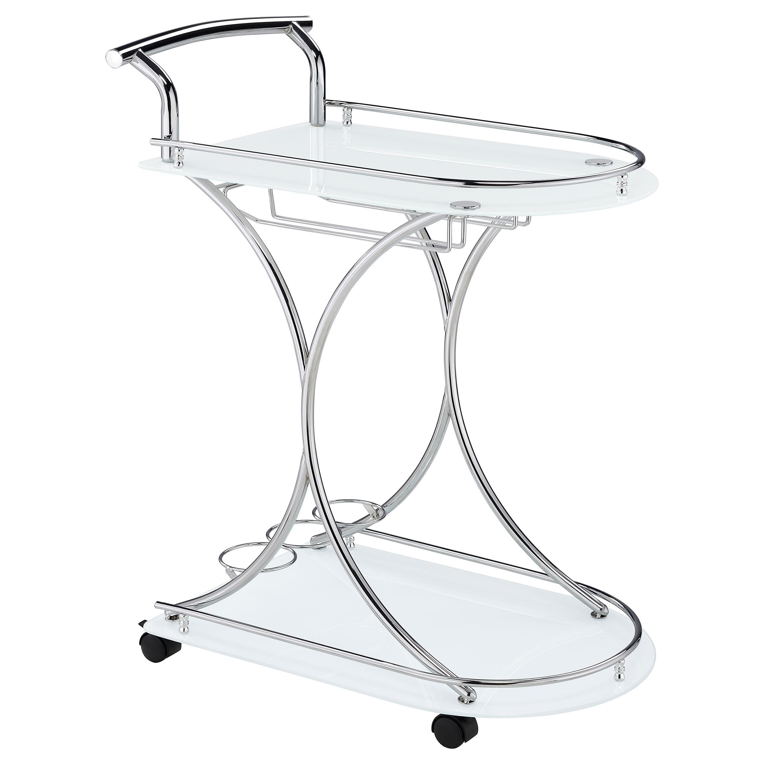 Elfman 2-shelve Serving Cart Chrome and White image