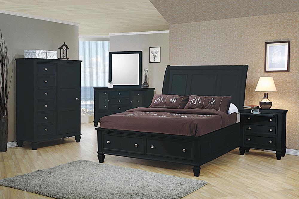 Sandy Beach California King Storage Sleigh Bed Black