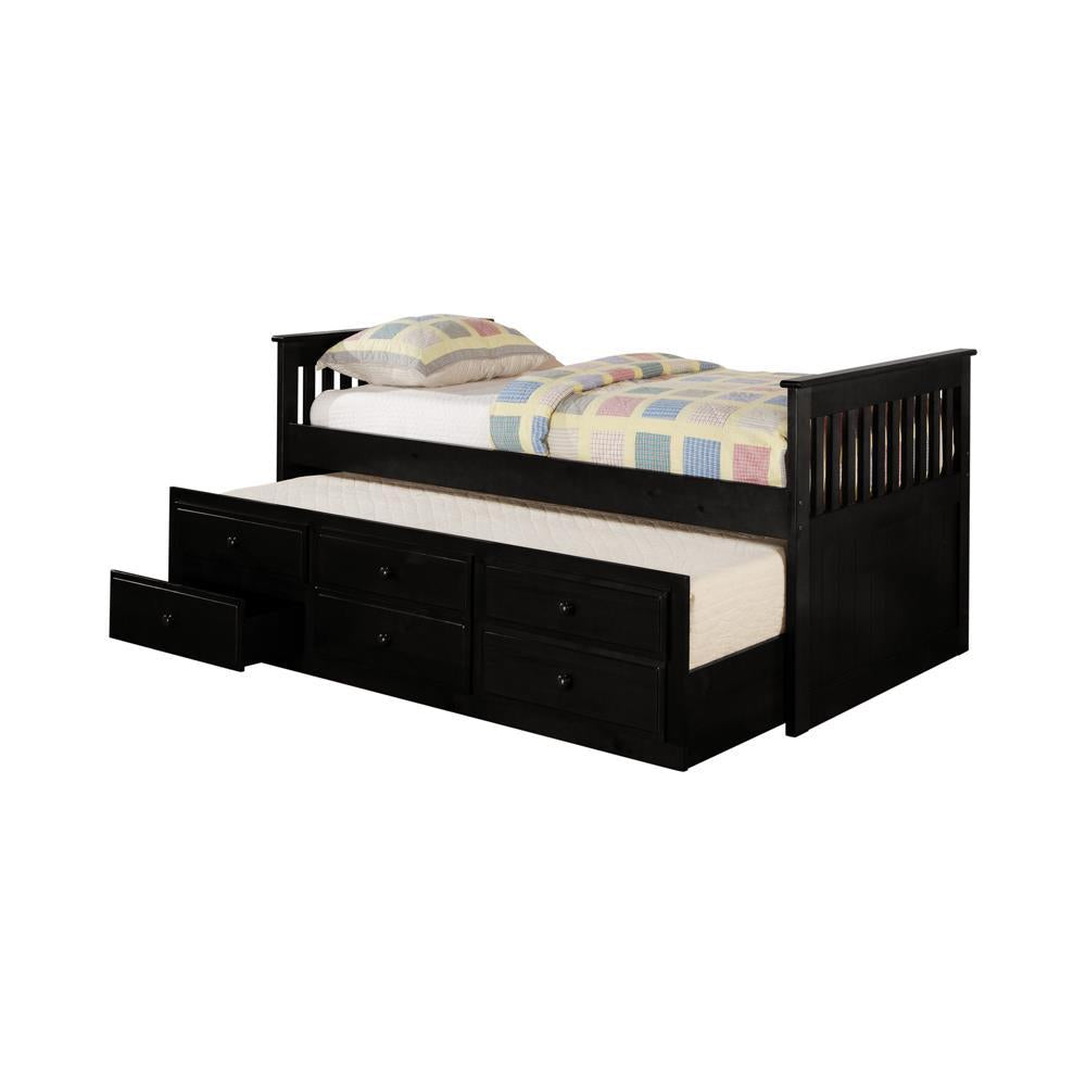 Rochford Twin Captain's Daybed with Storage Trundle Black