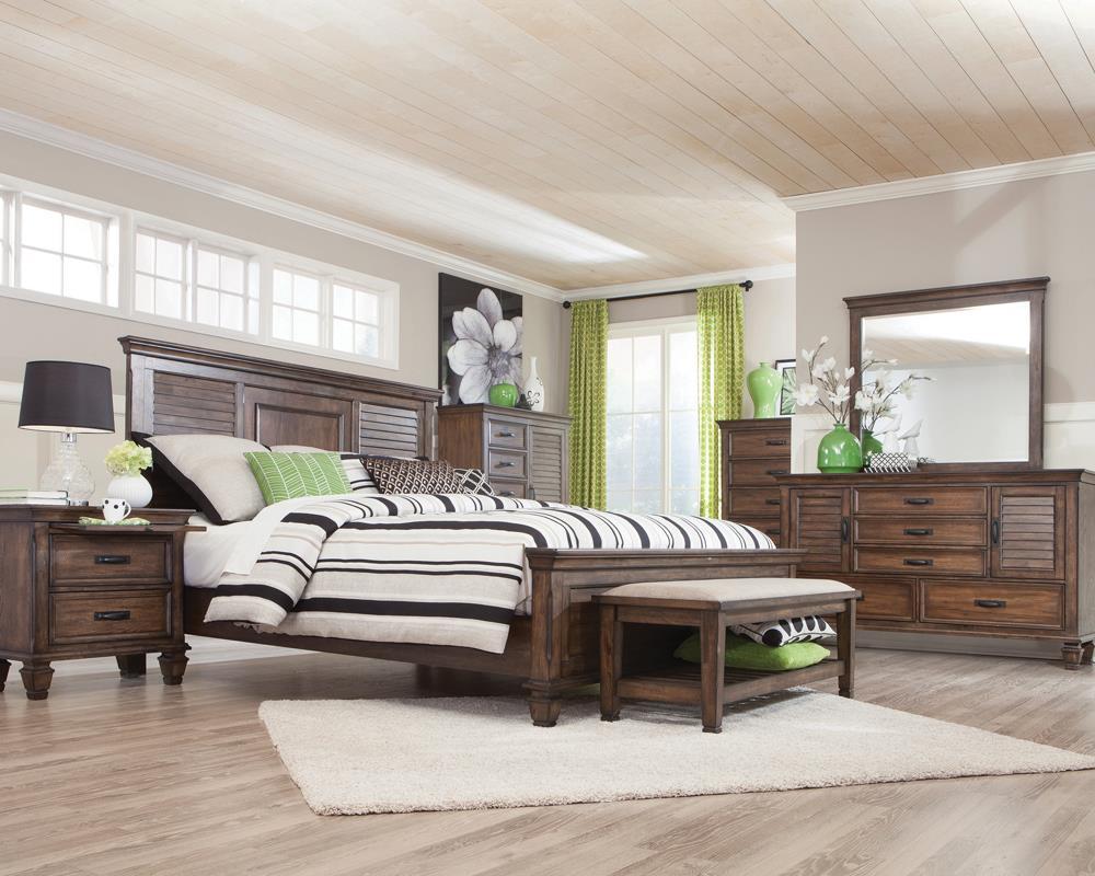 Franco California King Panel Bed Burnished Oak