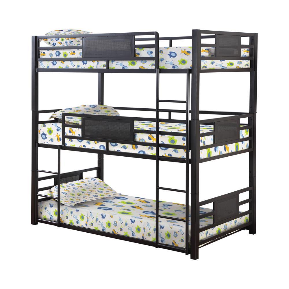 Rogen Twin Triple Bunk Bed Dark Bronze