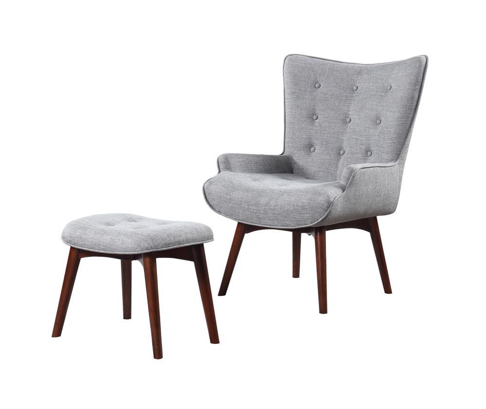 Willow Upholstered Accent Chair with Ottoman Grey and Brown