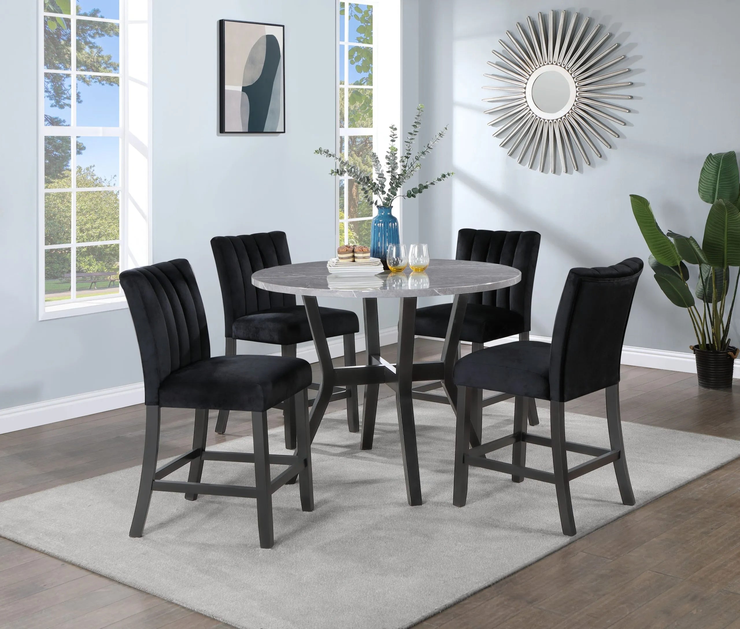 D146 Black Table & 4 Chairs