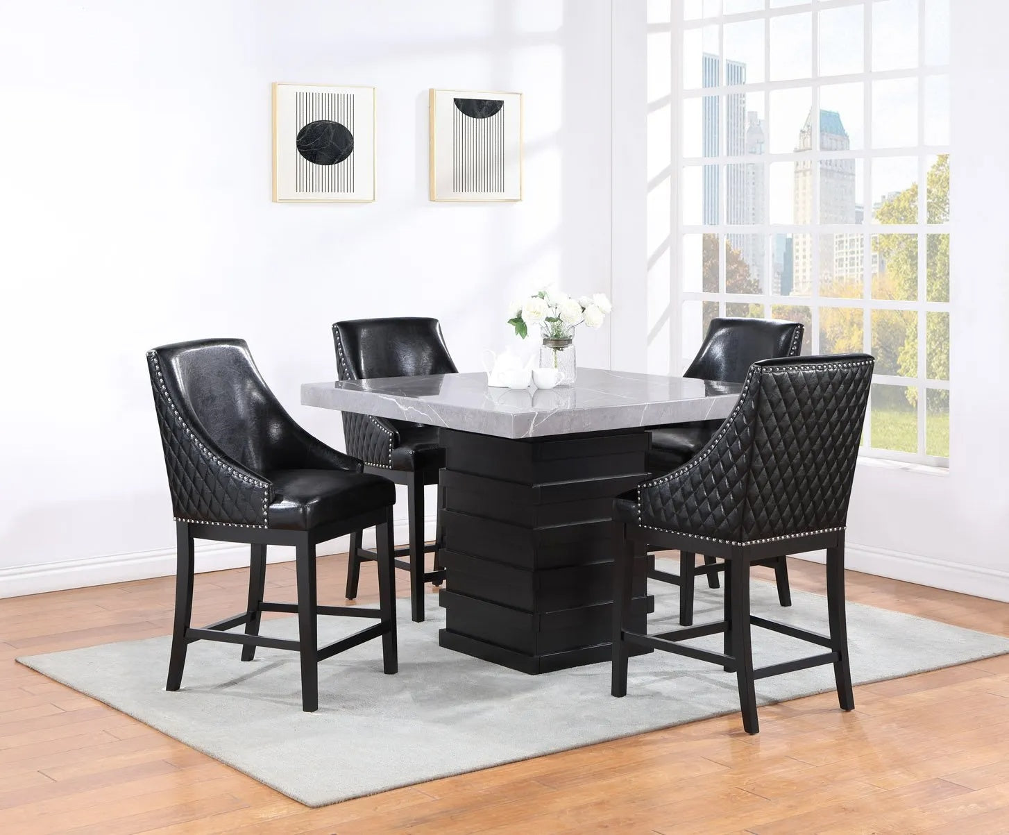 D164 Gray/D164 Black Table & 4 Chairs