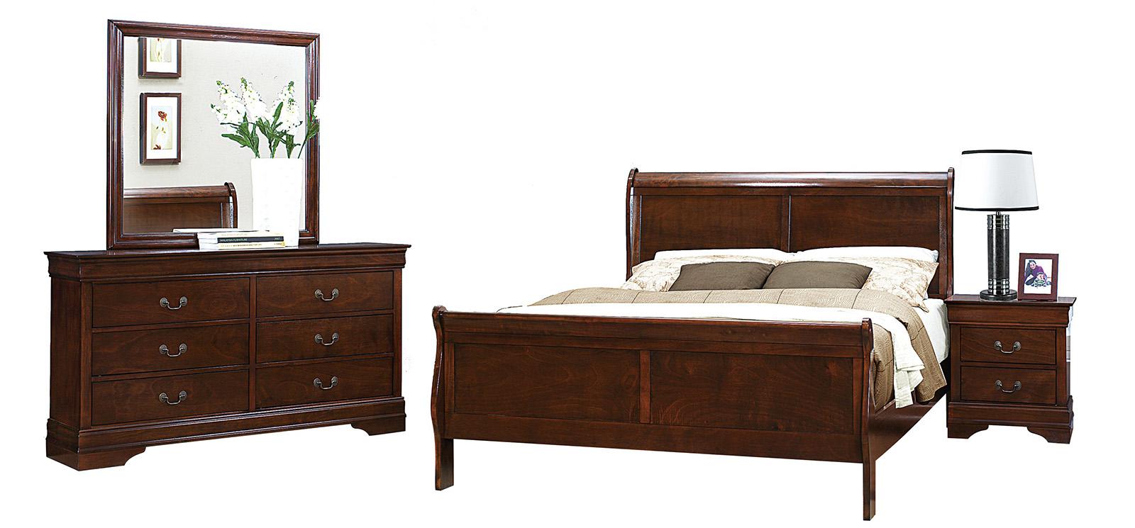 Homelegance Mayville Queen Sleigh Bed in Brown Cherry