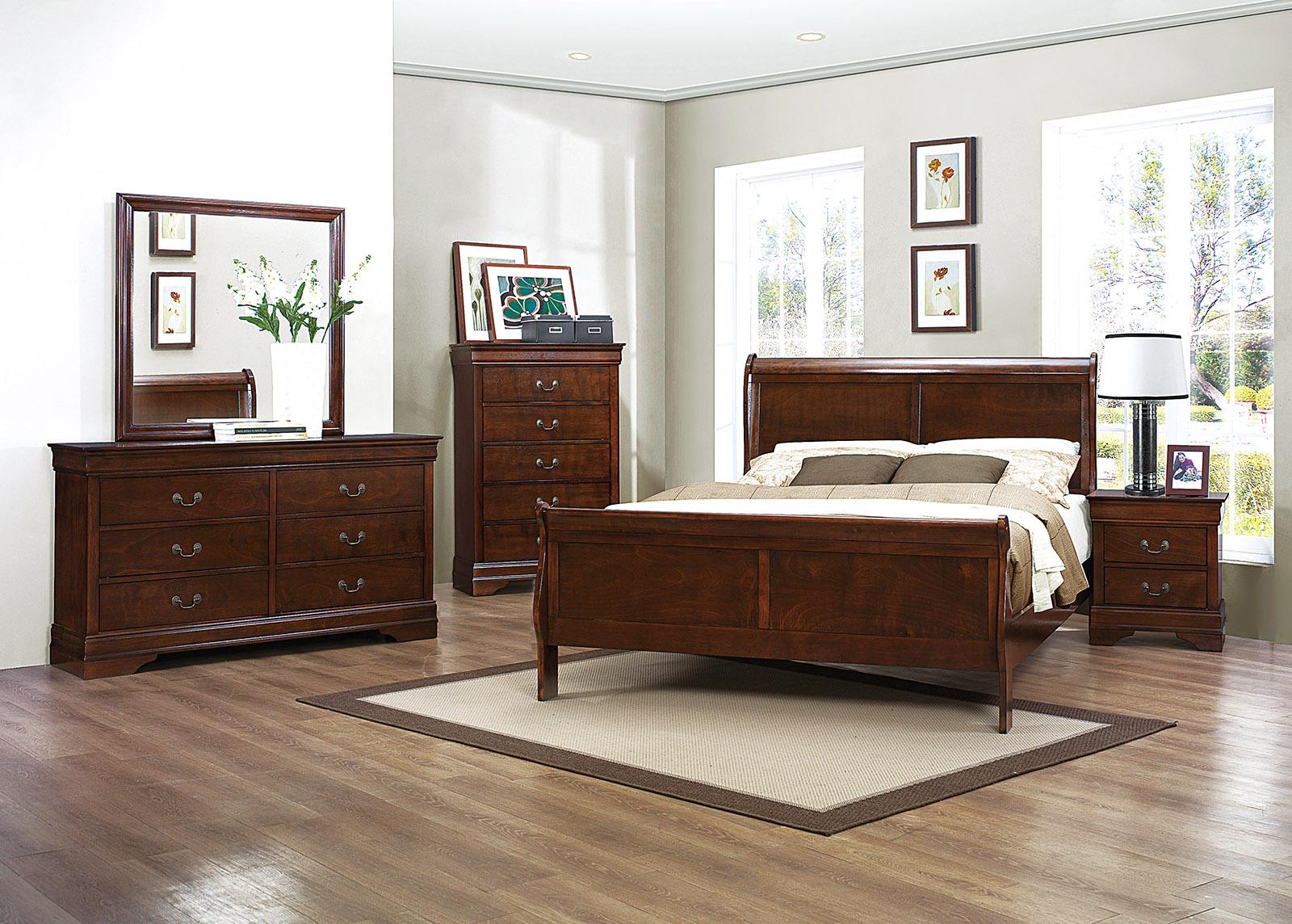 Homelegance Mayville Queen Sleigh Bed in Brown Cherry