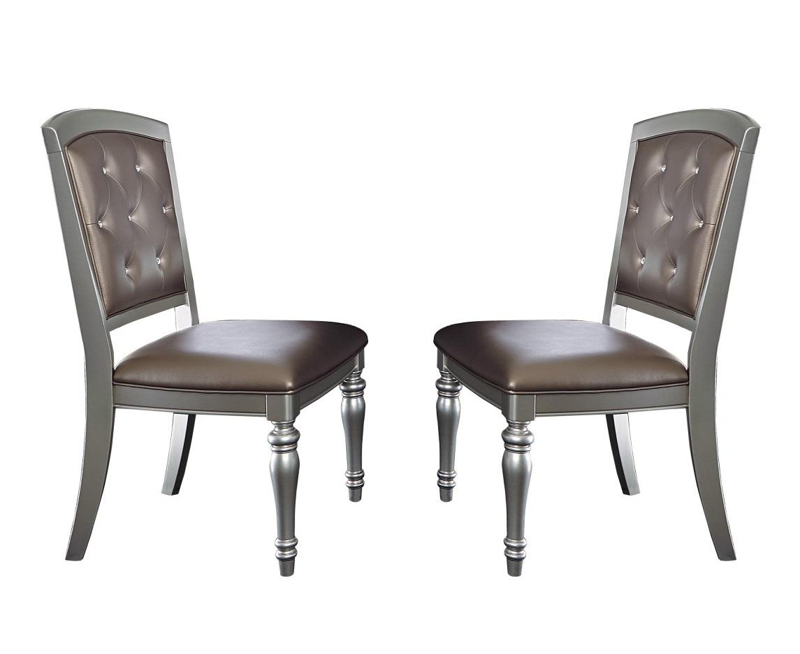 Homelegance Orsina Side Chair in Silver (Set of 2)