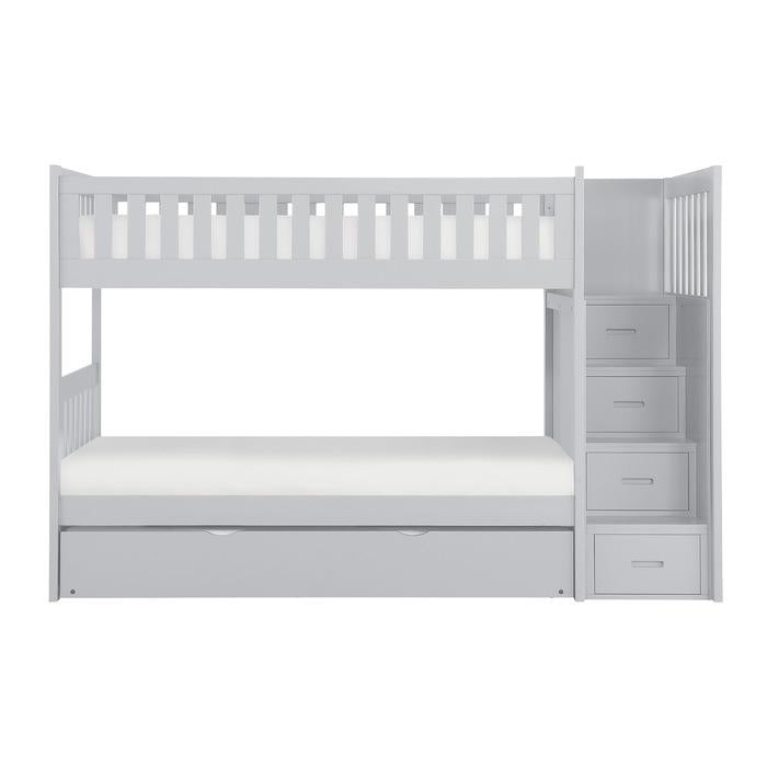 Homelegance Orion Bunk Bed w/ Reversible Step Storage and Twin Trundle in Gray B2063SB-1*R image