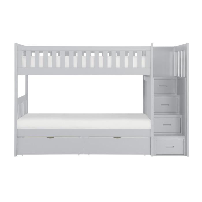 Homelegance Orion Bunk Bed w/ Reversible Step Storage and Storage Boxes in Gray B2063SB-1*T image