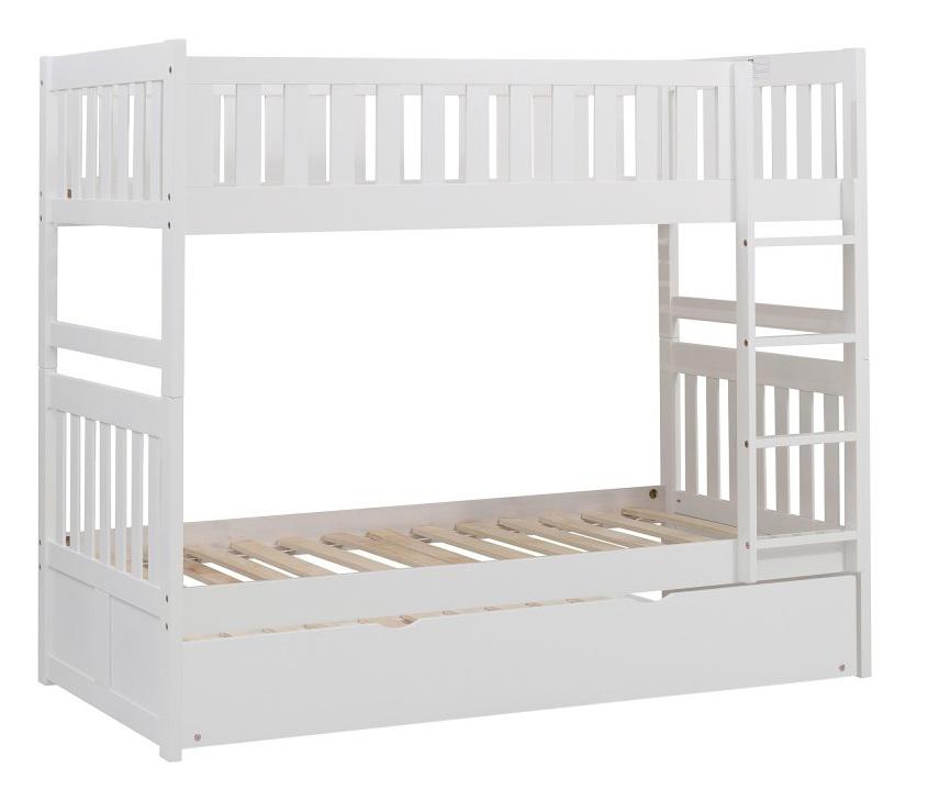 Homelegance Galen Twin/Twin Bunk Bed w/ Twin Trundle in White B2053W-1*R