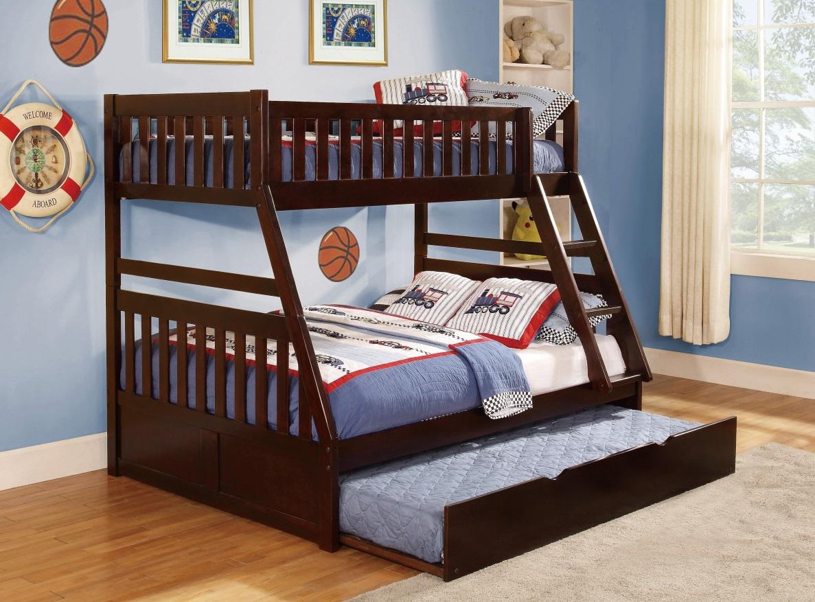 Homelegance Rowe Twin/Full Bunk Bed in Dark Cherry