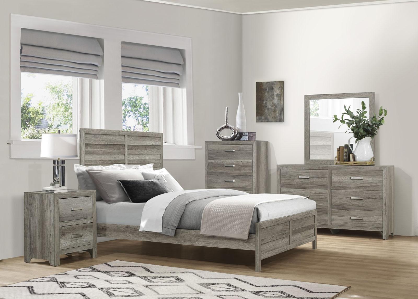 Homelegance Furniture Mandan Queen Panel Bed in Weathered Gray 1910GY-1*