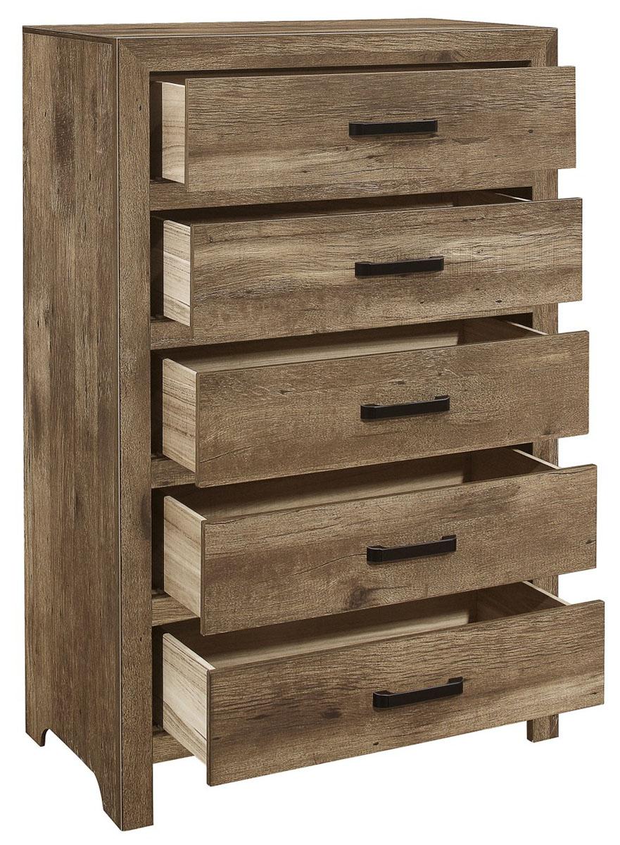 Homelegance Furniture Mandan 5 Drawer Chest in Weathered Pine 1910-9