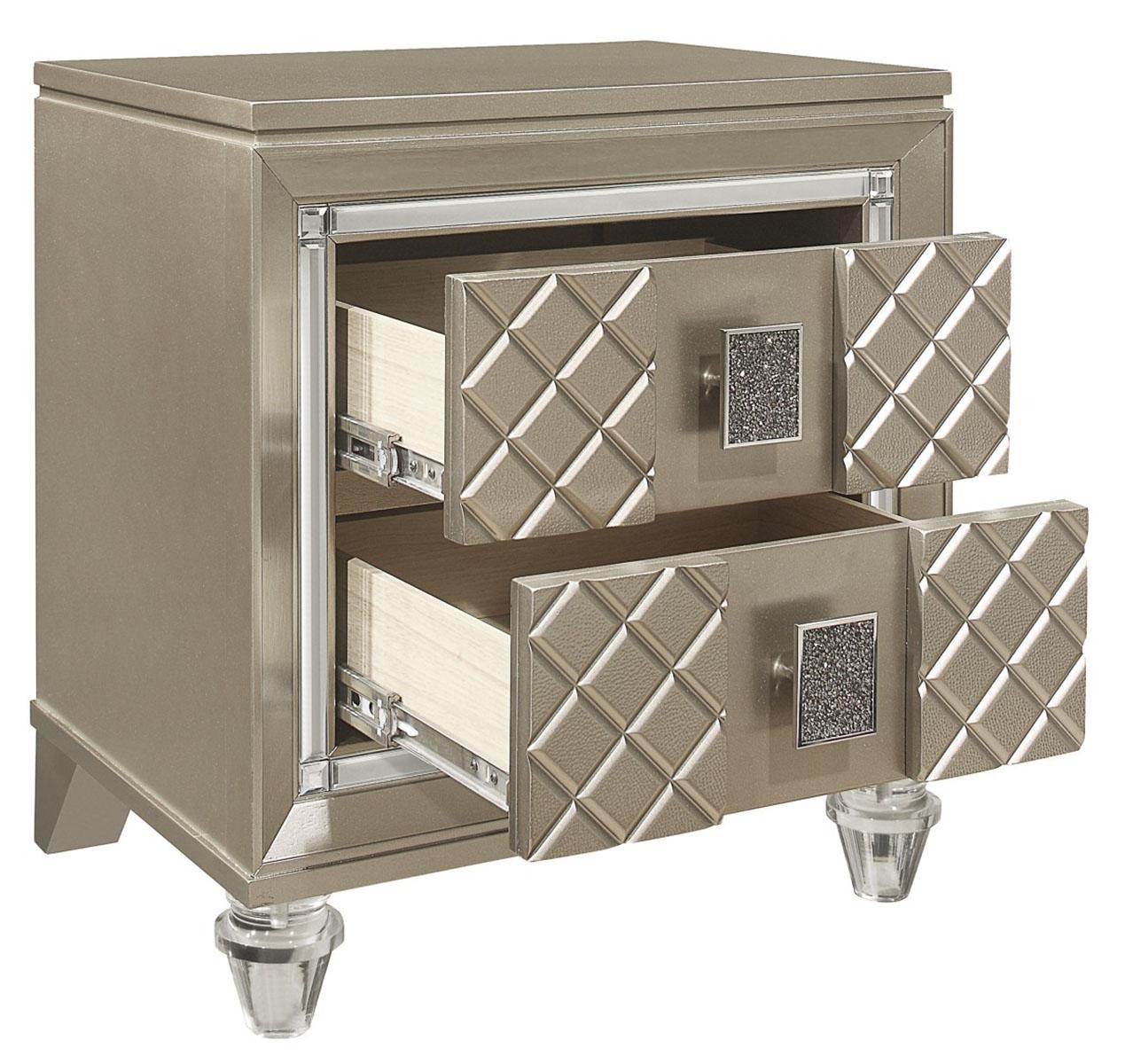 Homelegance Furniture Youth Loudon 2 Drawer Nightstand in Champagne Metallic B1515-4