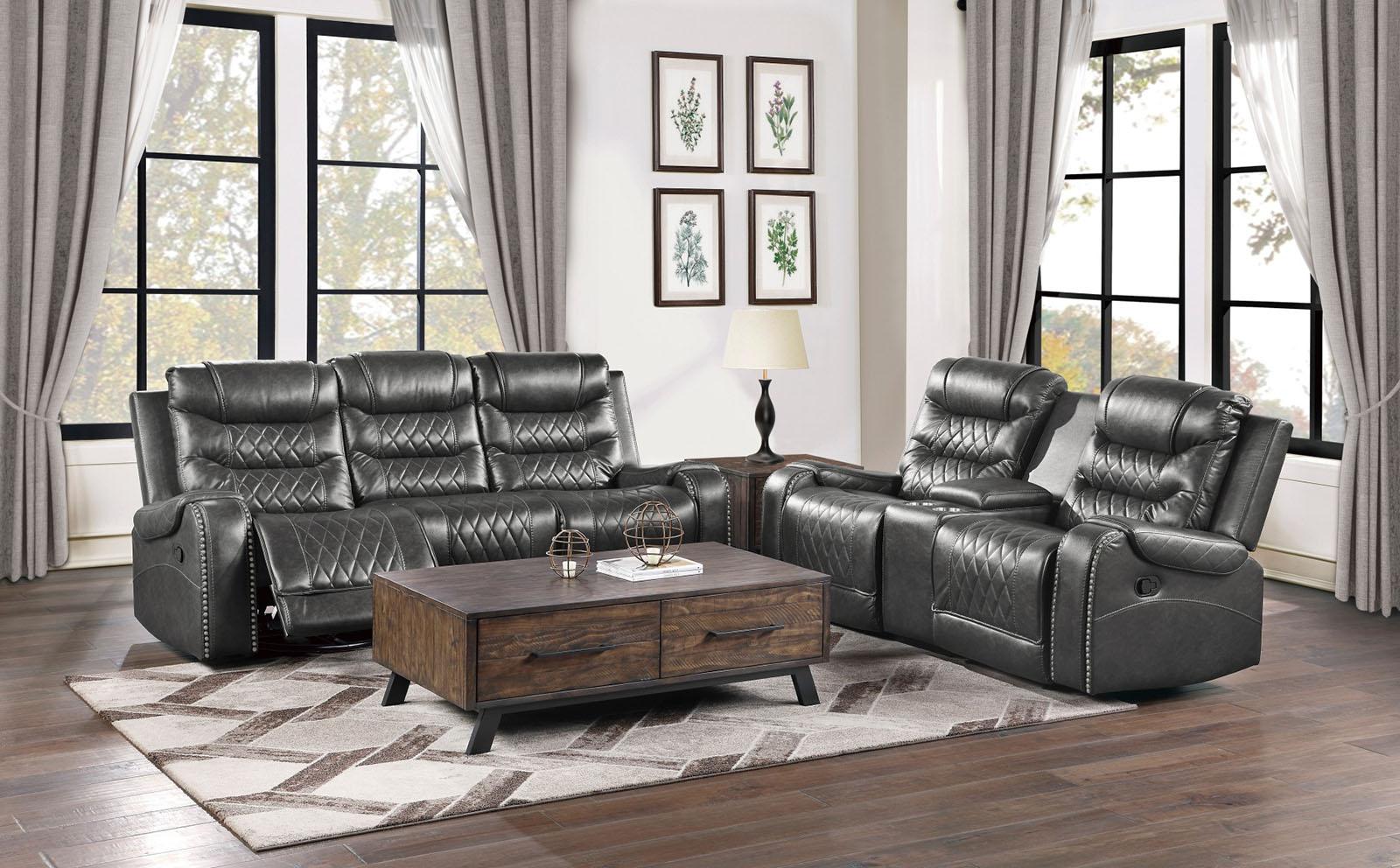 Homelegance Furniture Putnam Power Double Reclining Loveseat in Gray 9405GY-2PW