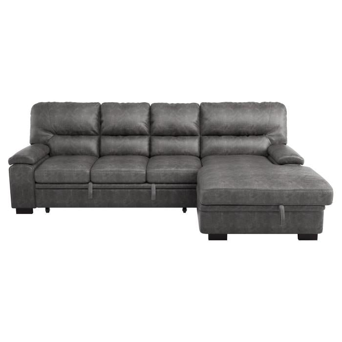 Homelegance Furniture Michigan Sectional with Pull Out Bed and Right Chaise in Dark Gray image