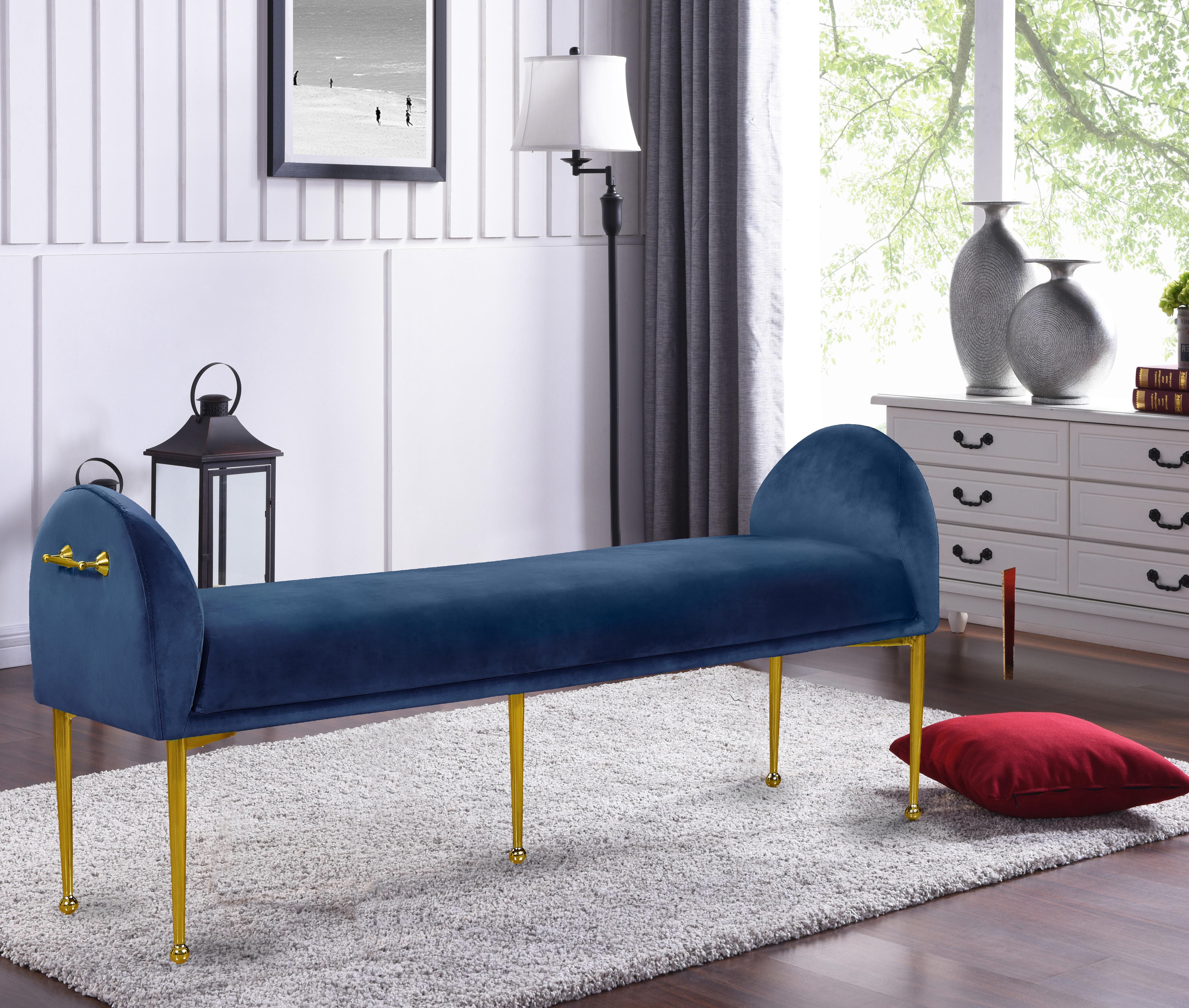 Owen Navy Velvet Bench