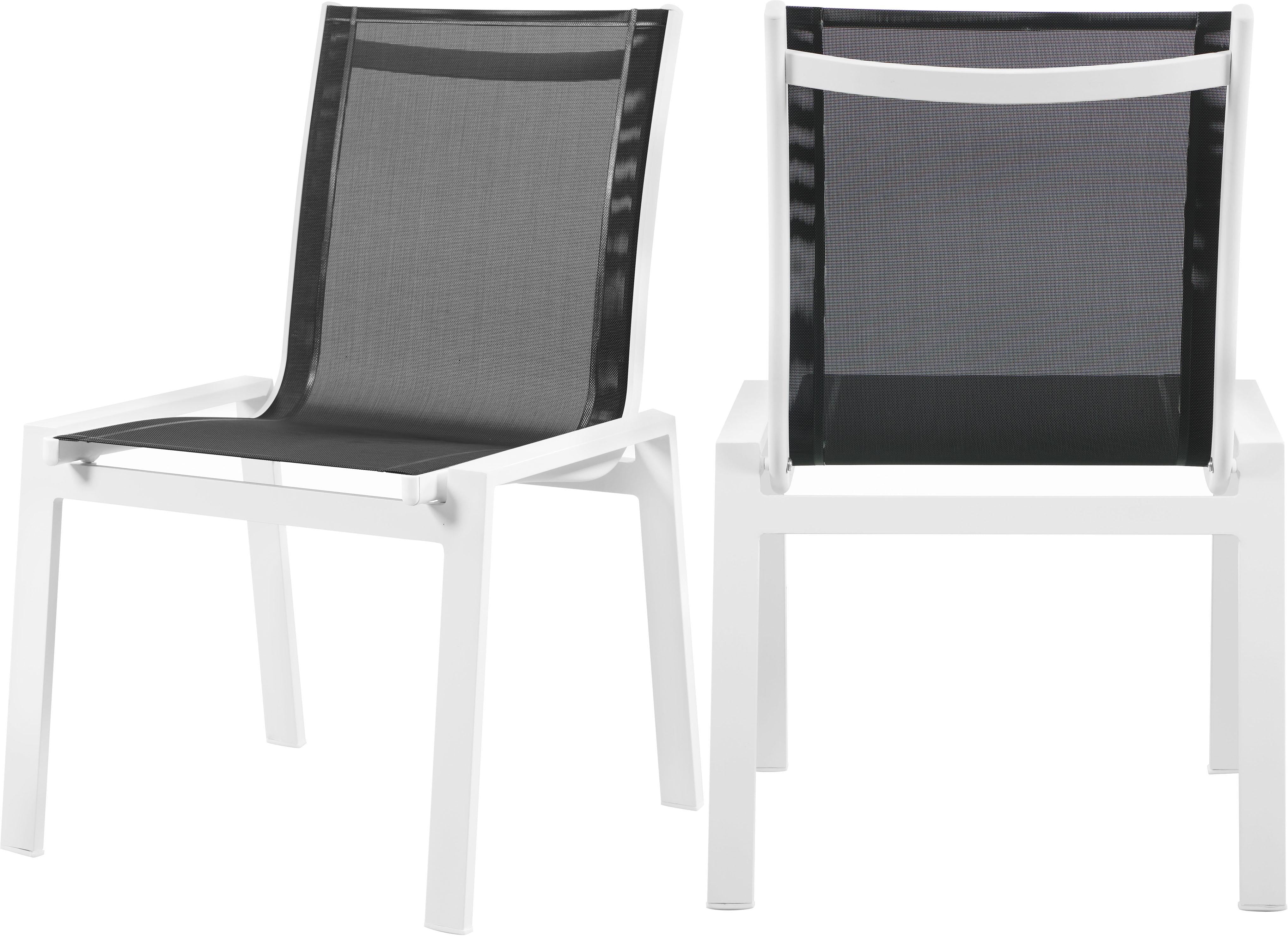 Nizuc Black Mesh Waterproof Fabric Outdoor Patio Aluminum Mesh Dining Chair image