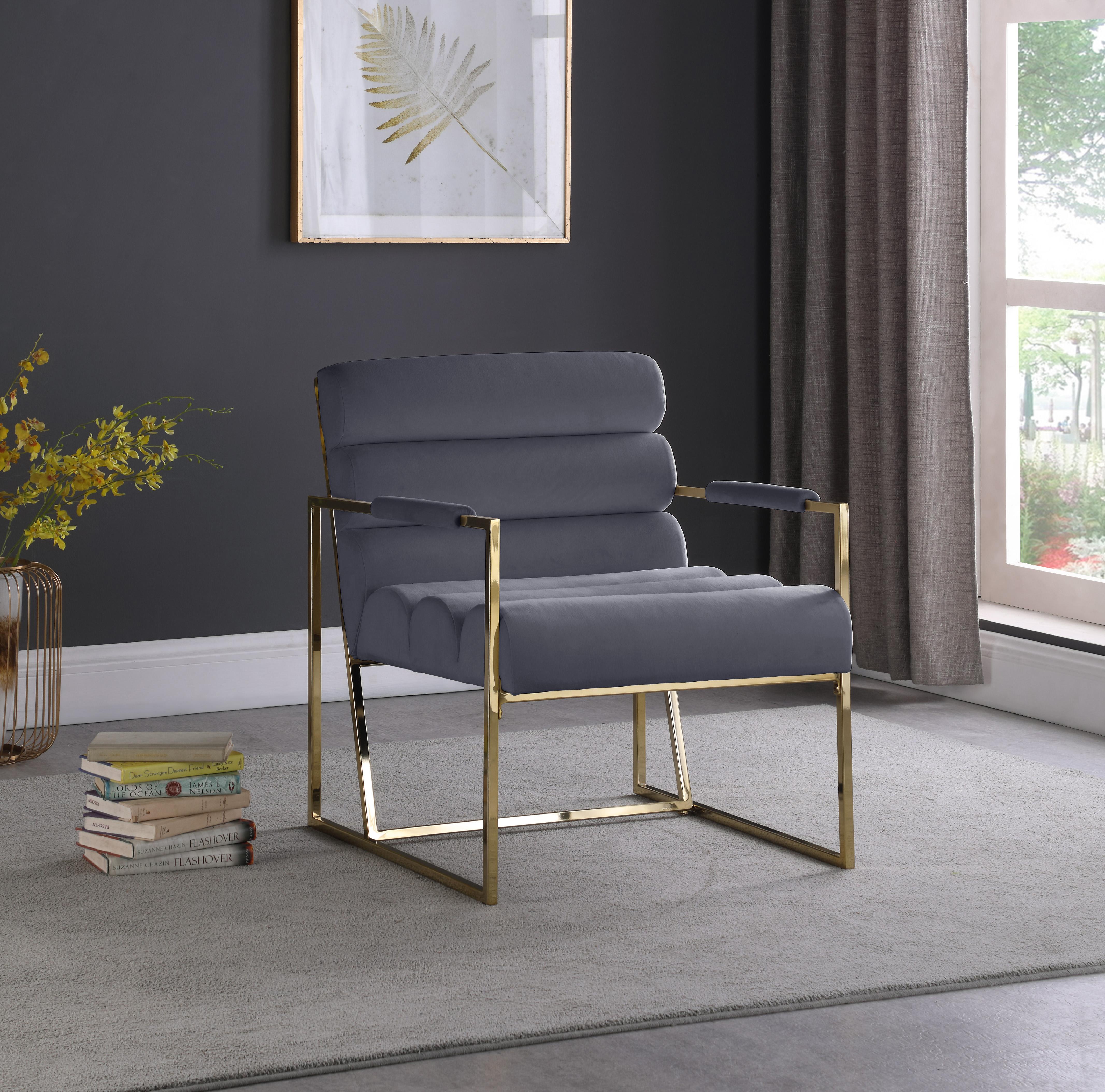 Wayne Grey Velvet Accent Chair