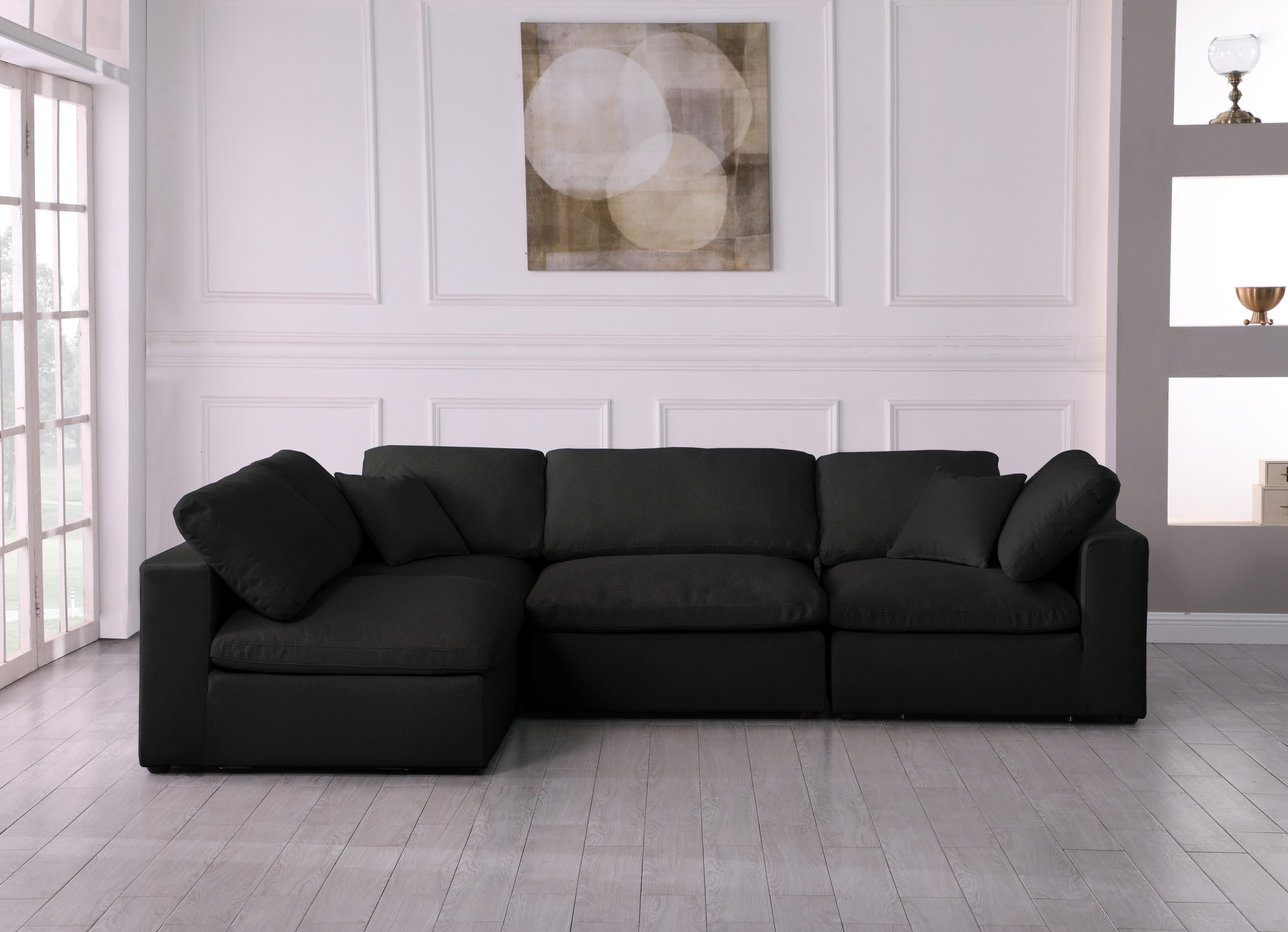 Serene Black Linen Fabric Deluxe Cloud Modular Sectional