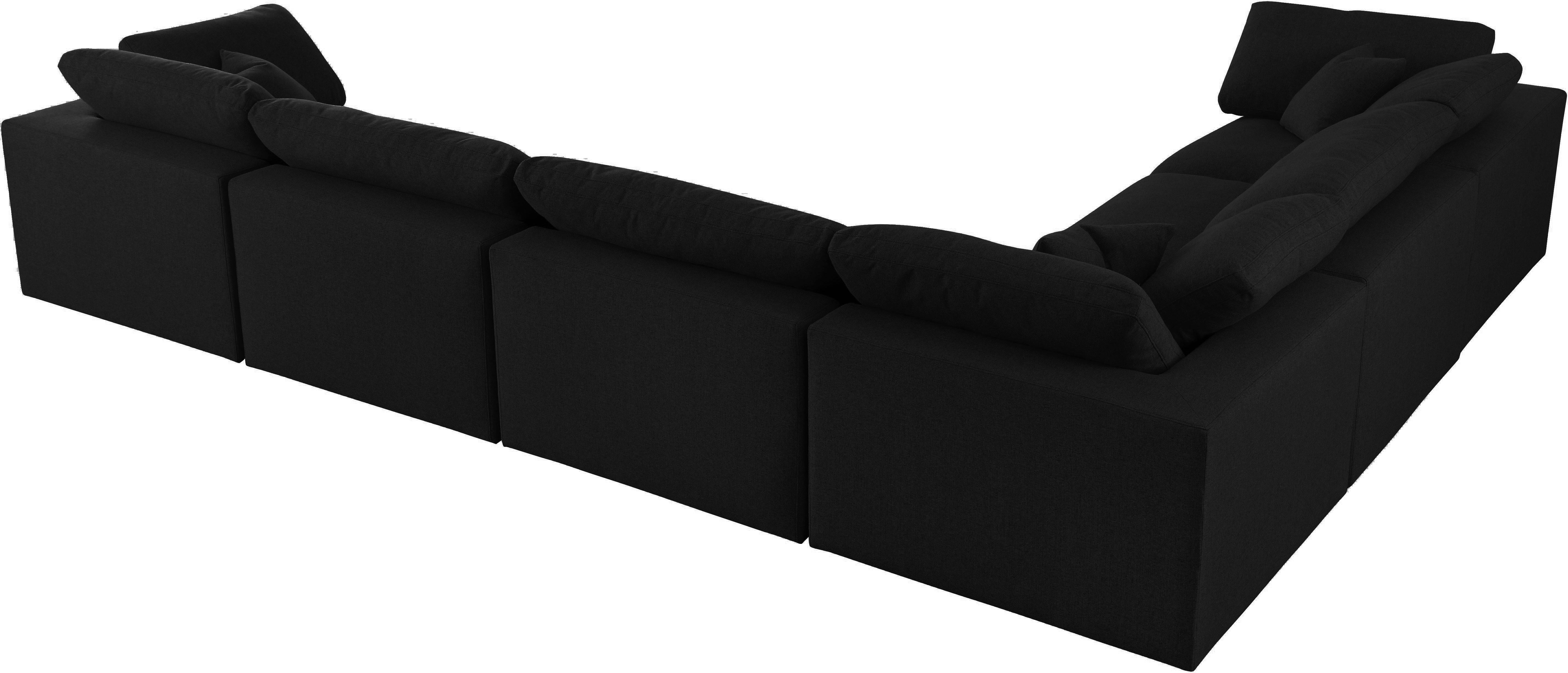 Serene Black Linen Fabric Deluxe Cloud Modular Sectional