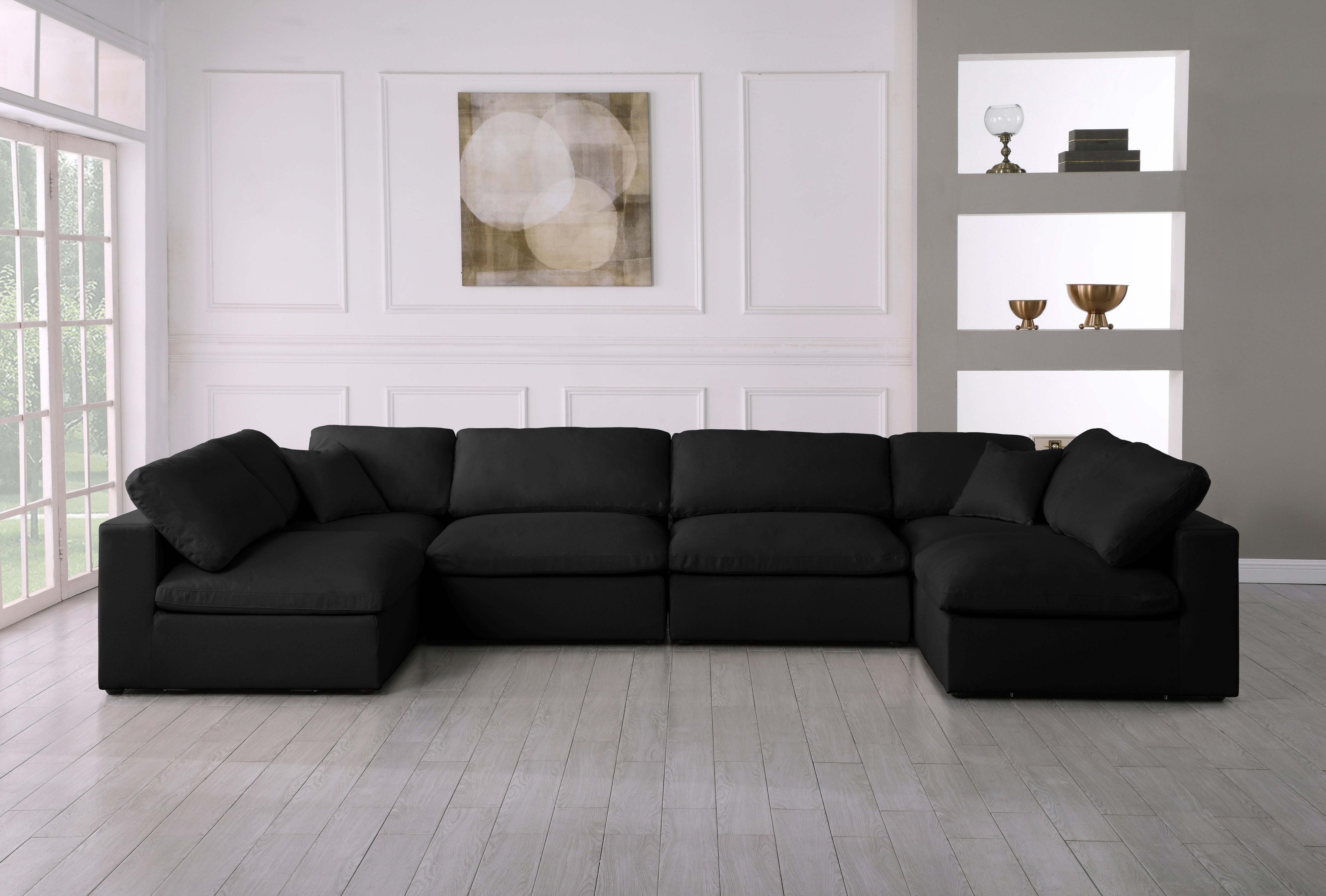 Serene Black Linen Fabric Deluxe Cloud Modular Sectional