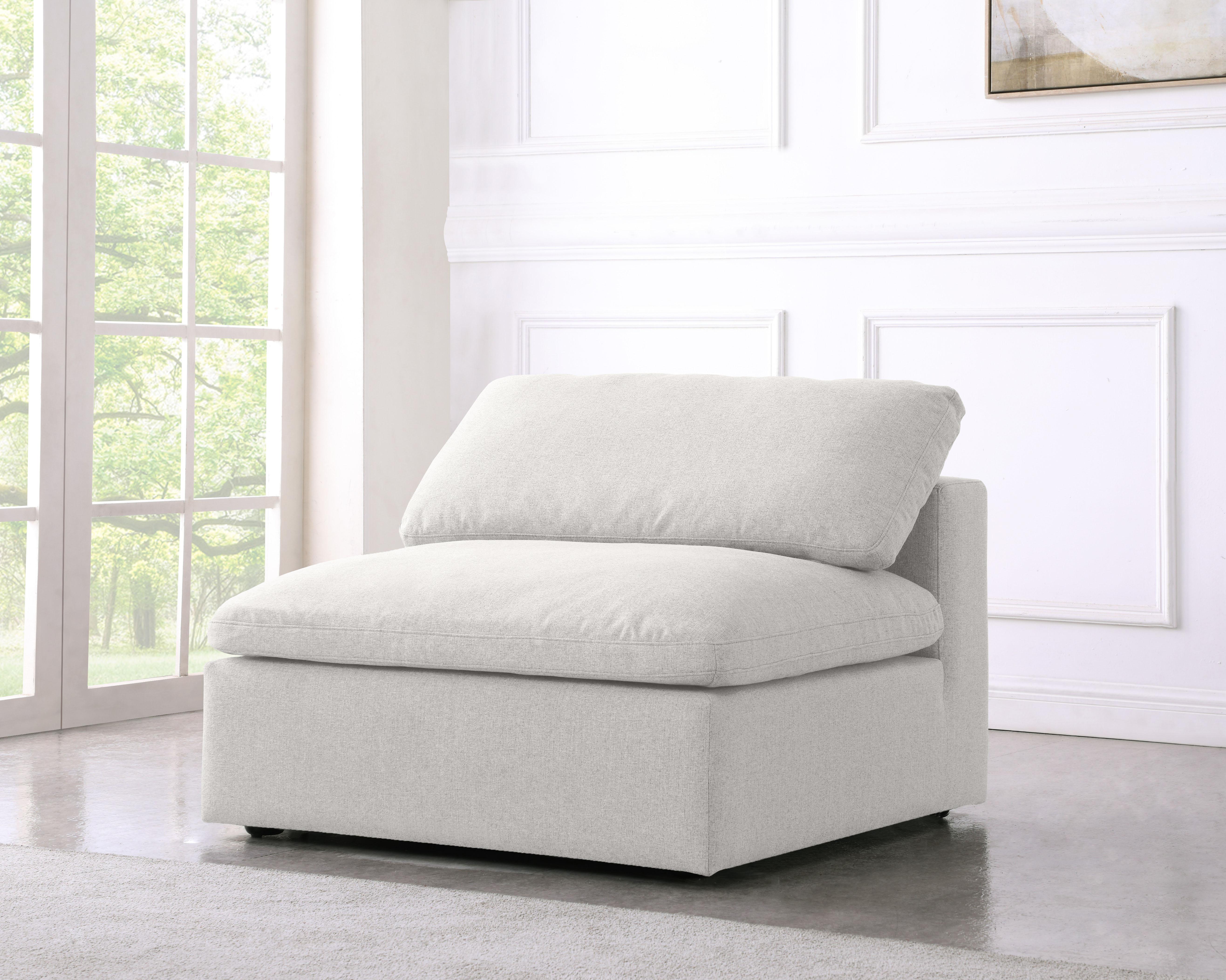 Serene Cream Linen Fabric Deluxe Cloud Armless Chair