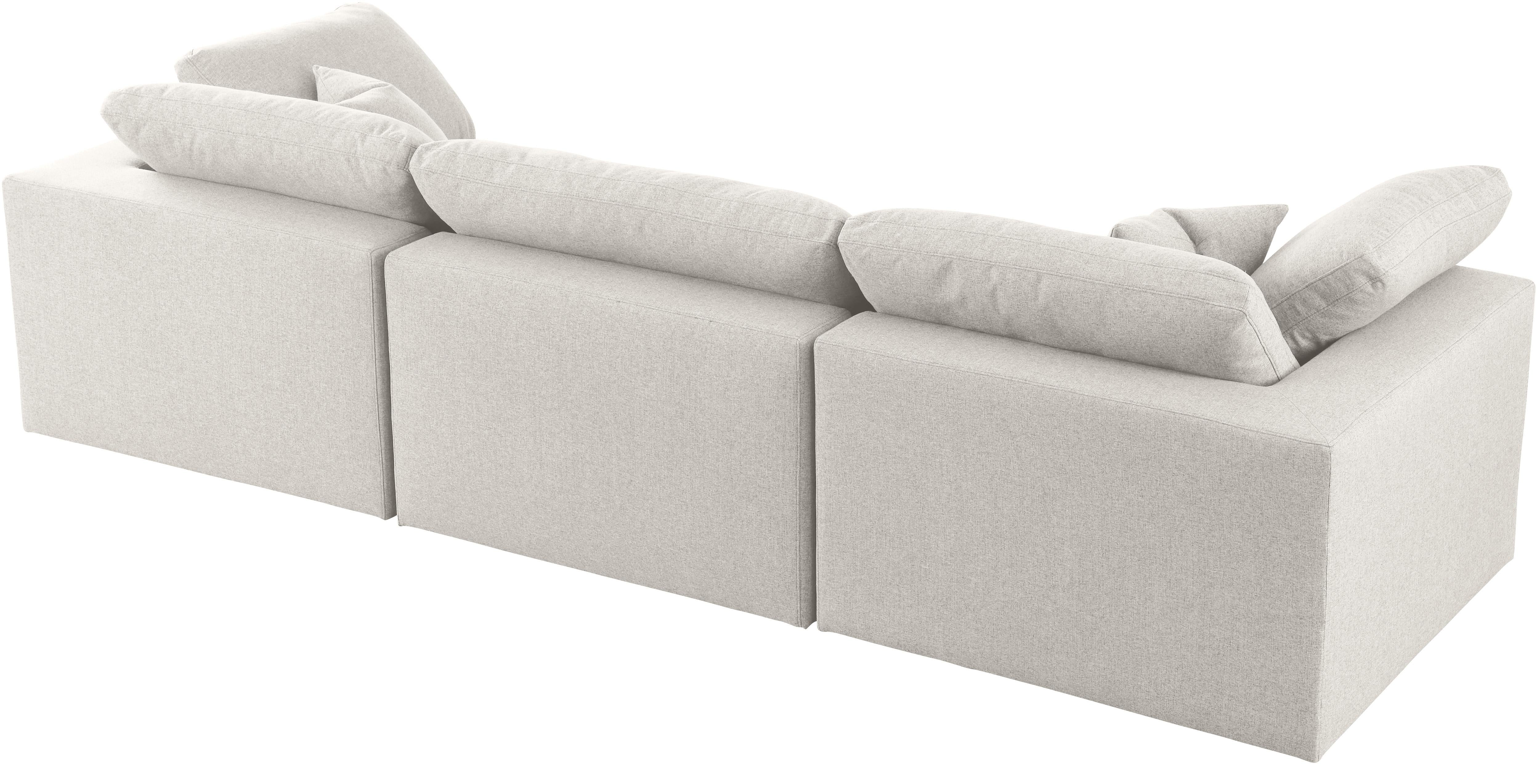 Serene Cream Linen Fabric Deluxe Cloud Modular Sofa