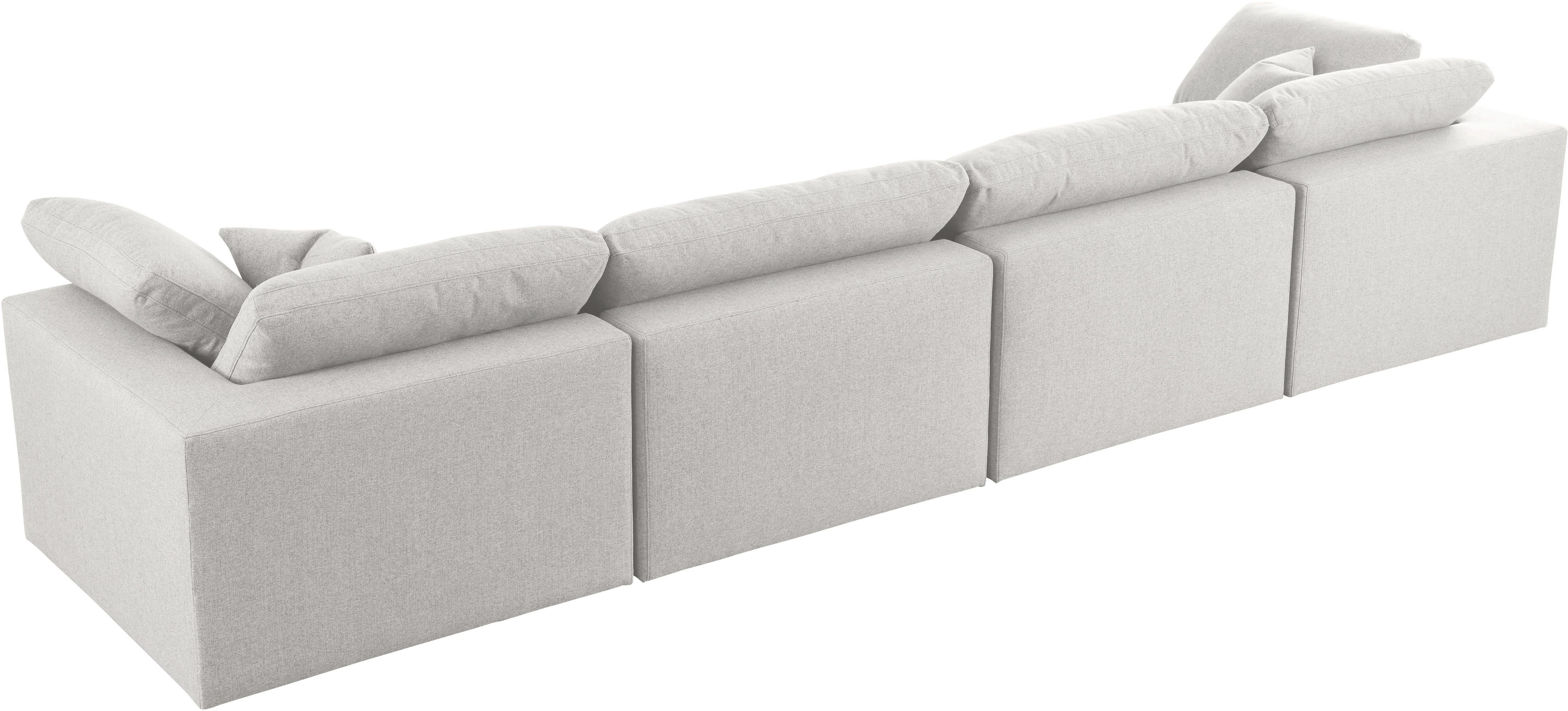 Serene Cream Linen Fabric Deluxe Cloud Modular Sofa