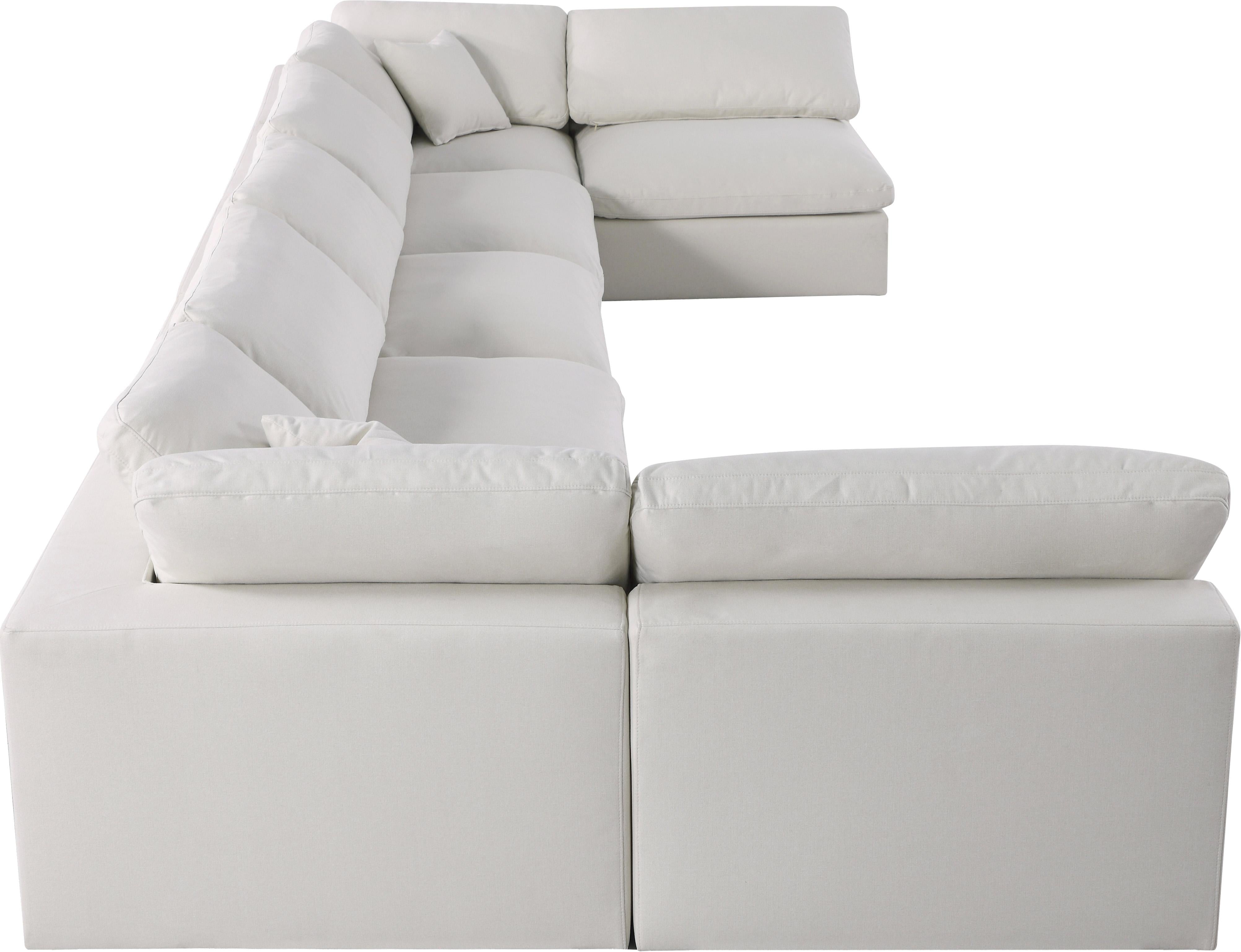 Serene Cream Linen Fabric Deluxe Cloud Modular Sectional