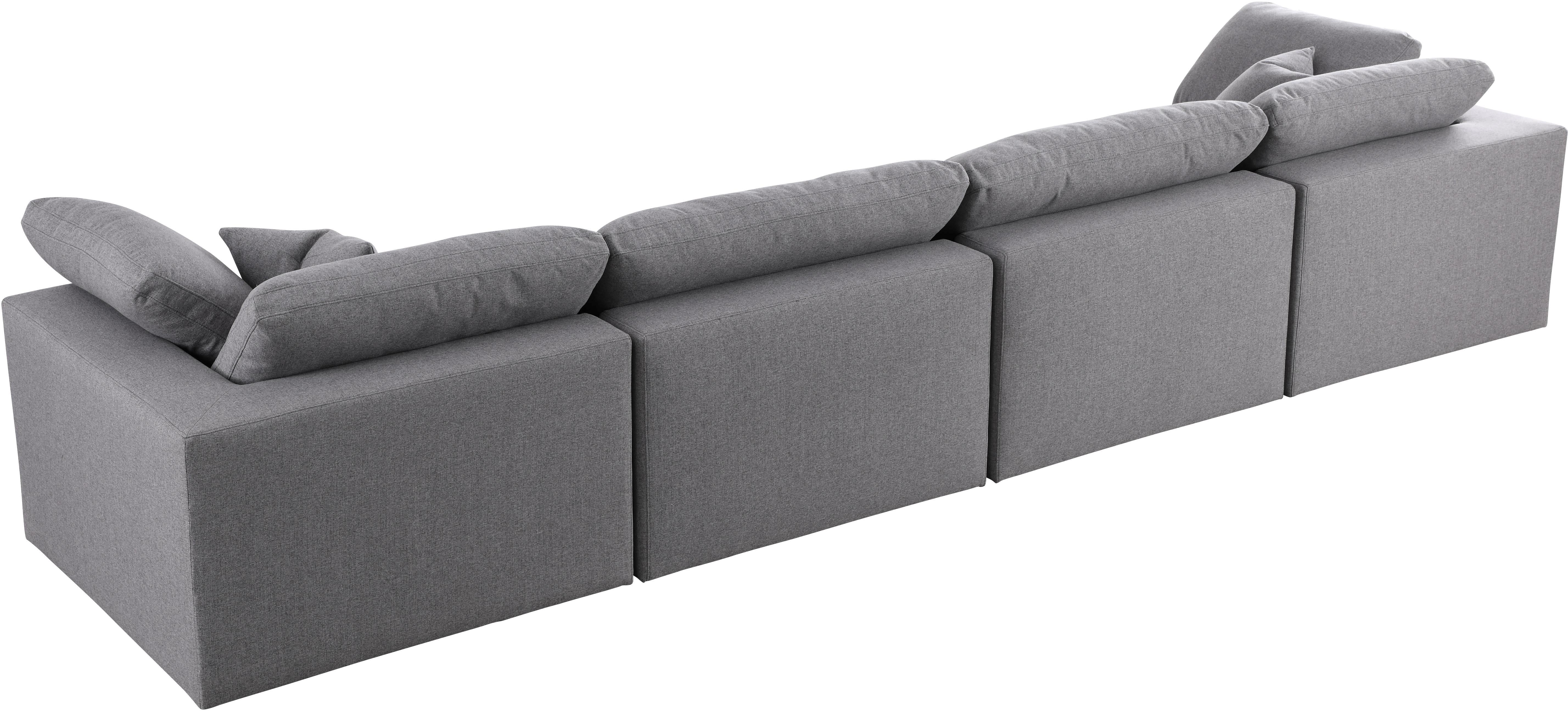 Serene Grey Linen Fabric Deluxe Cloud Modular Sofa