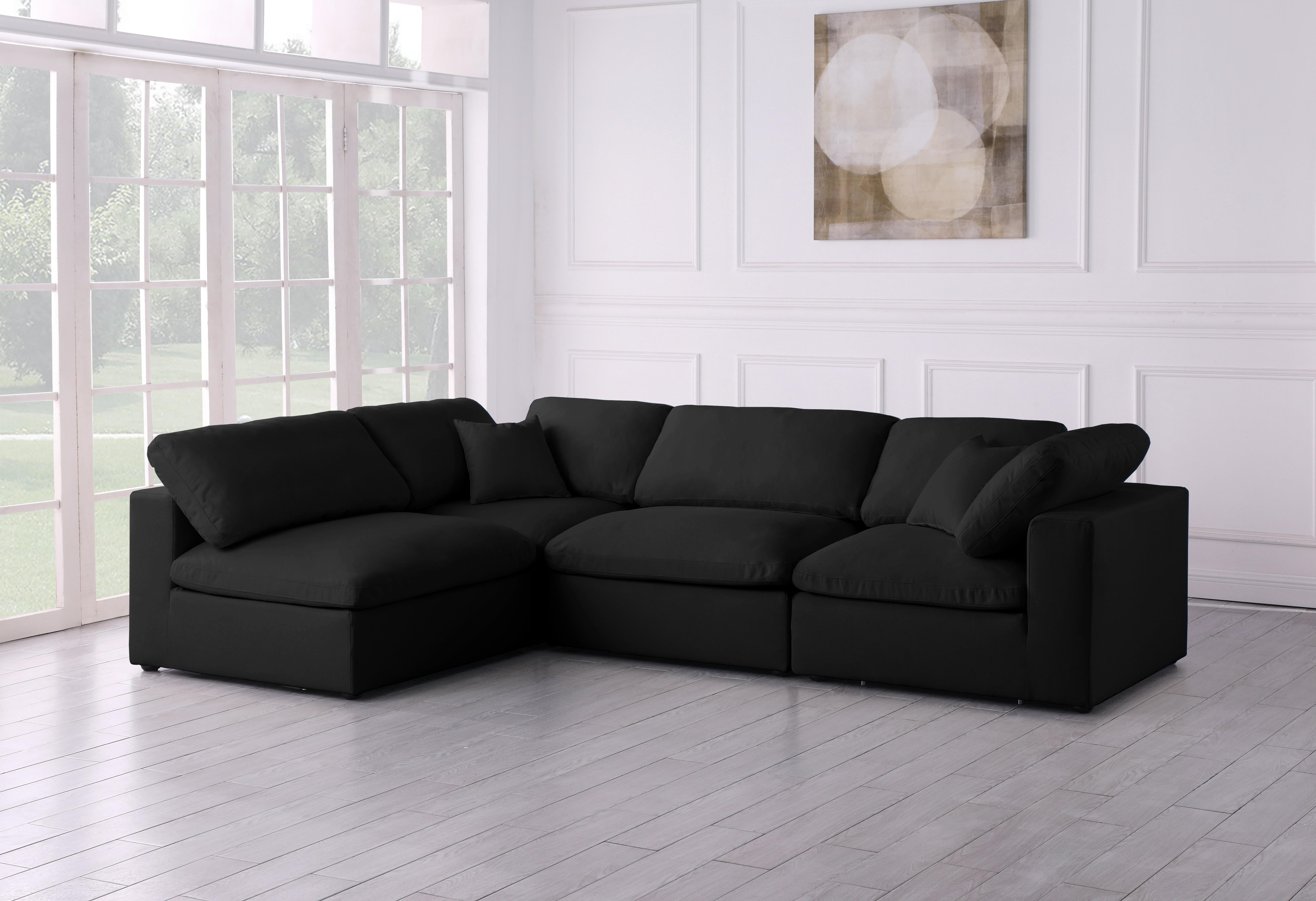 Plush Black Velvet Standard Cloud Modular Sectional