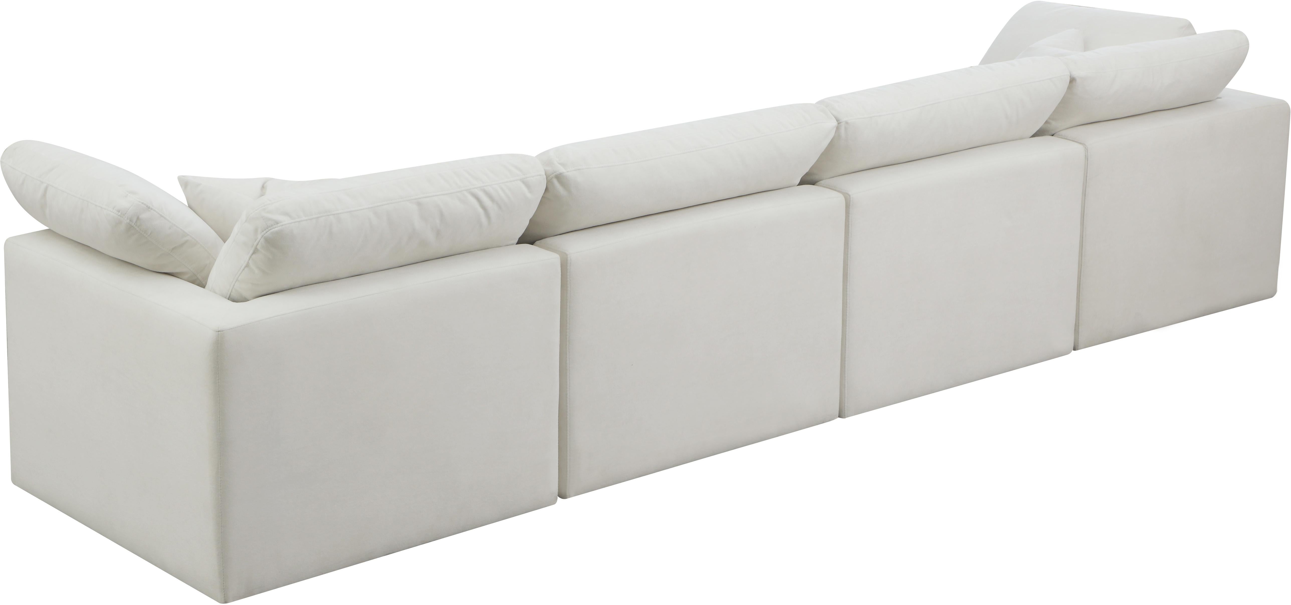 Plush Cream Velvet Standard Cloud Modular Sofa