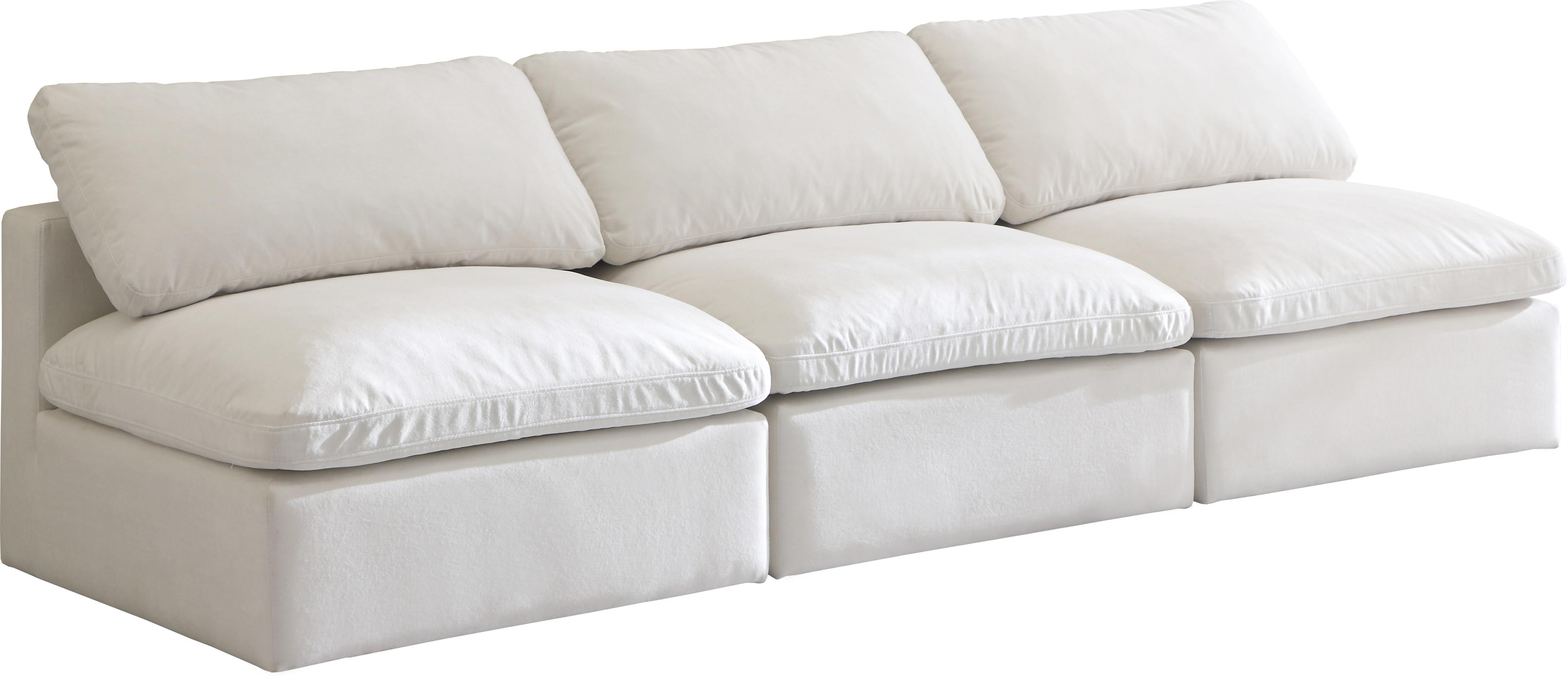 Plush Cream Velvet Standard Cloud Modular Sofa