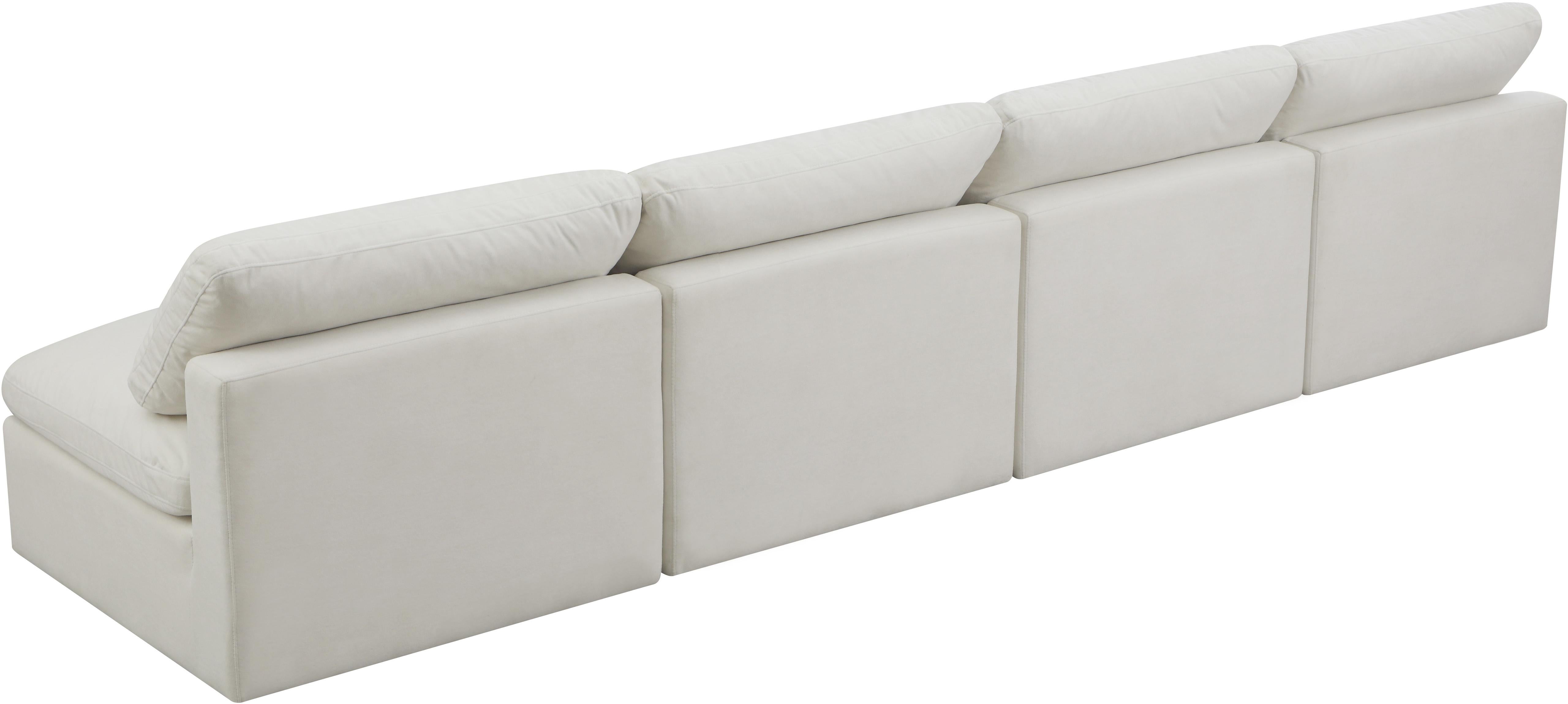 Plush Cream Velvet Standard Cloud Modular Sofa