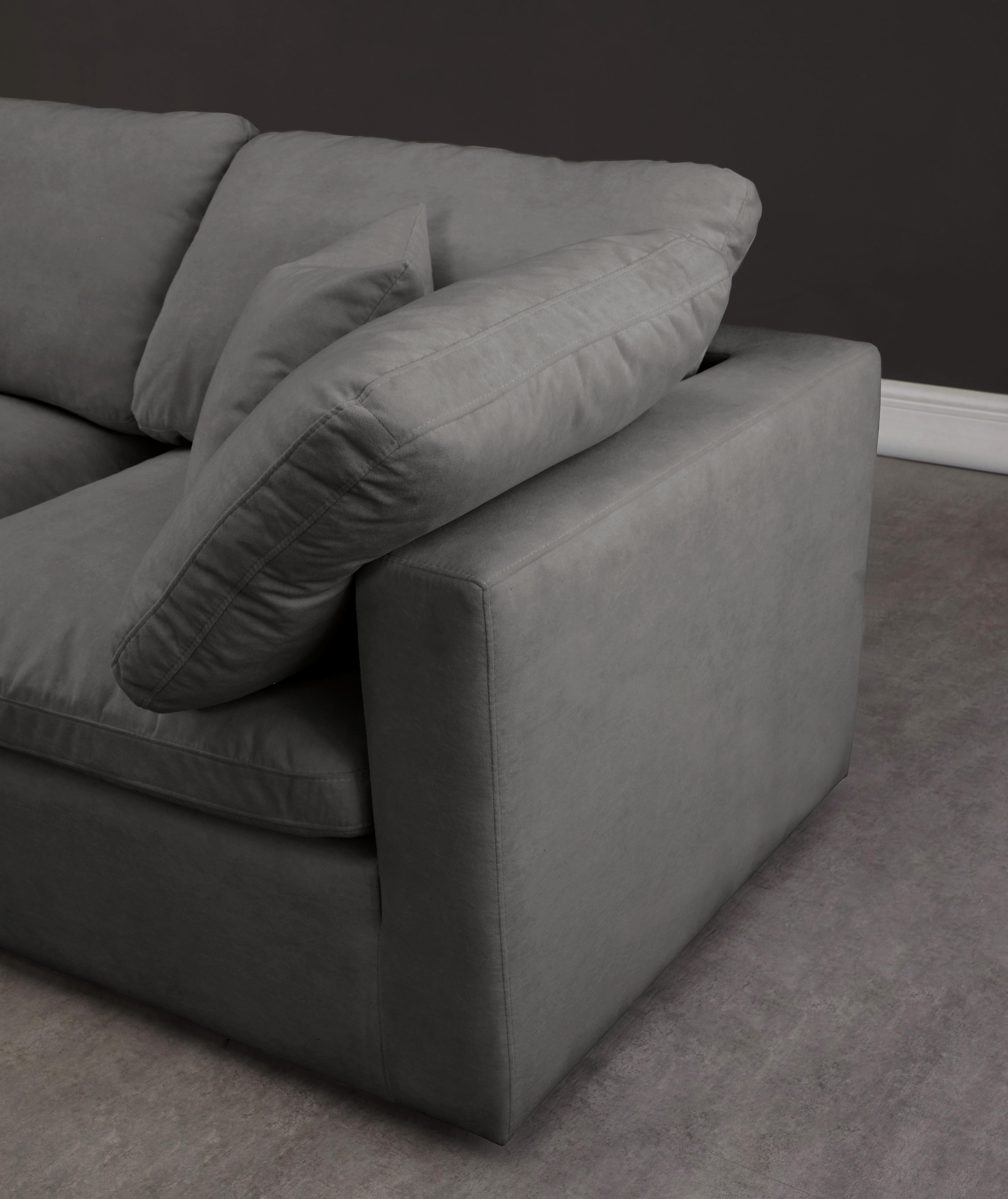 Plush Grey Velvet Standard Cloud Modular Sofa