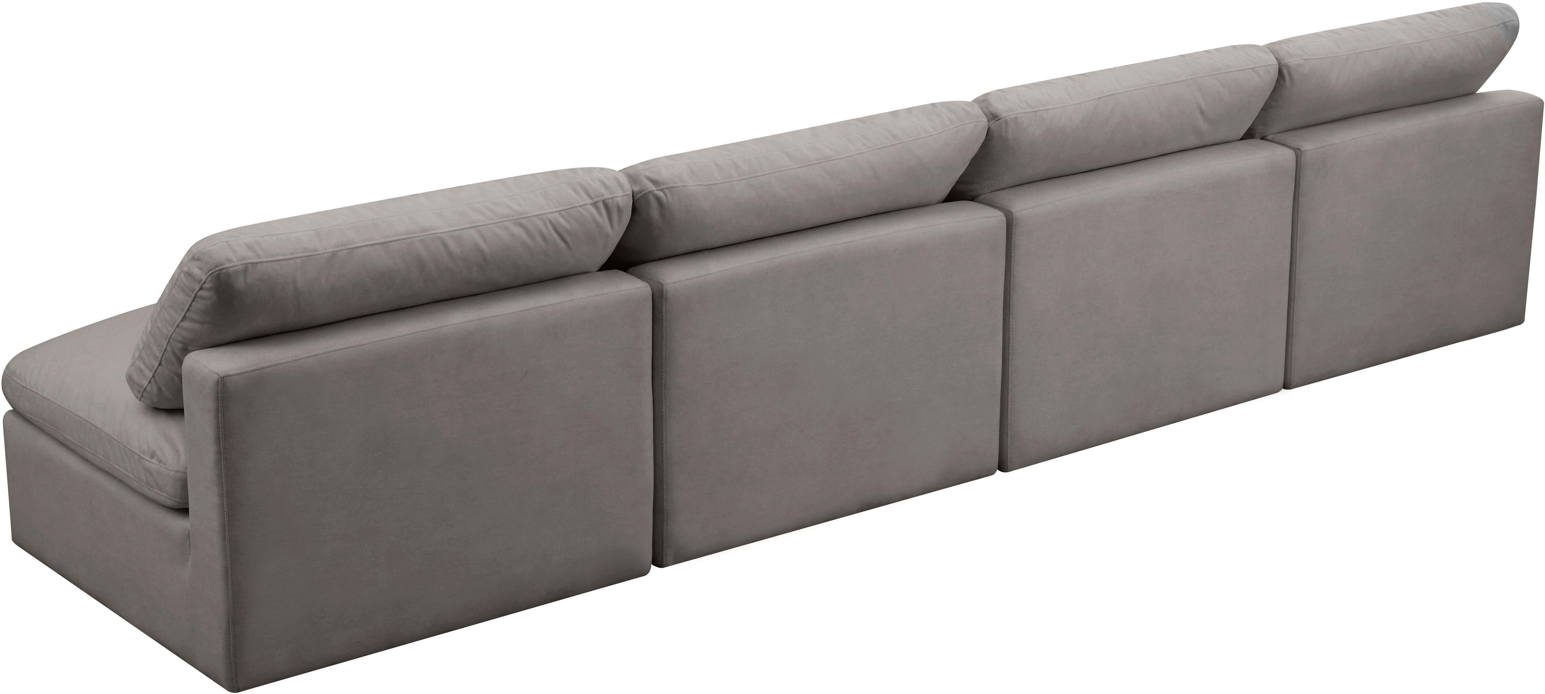 Plush Grey Velvet Standard Cloud Modular Sofa