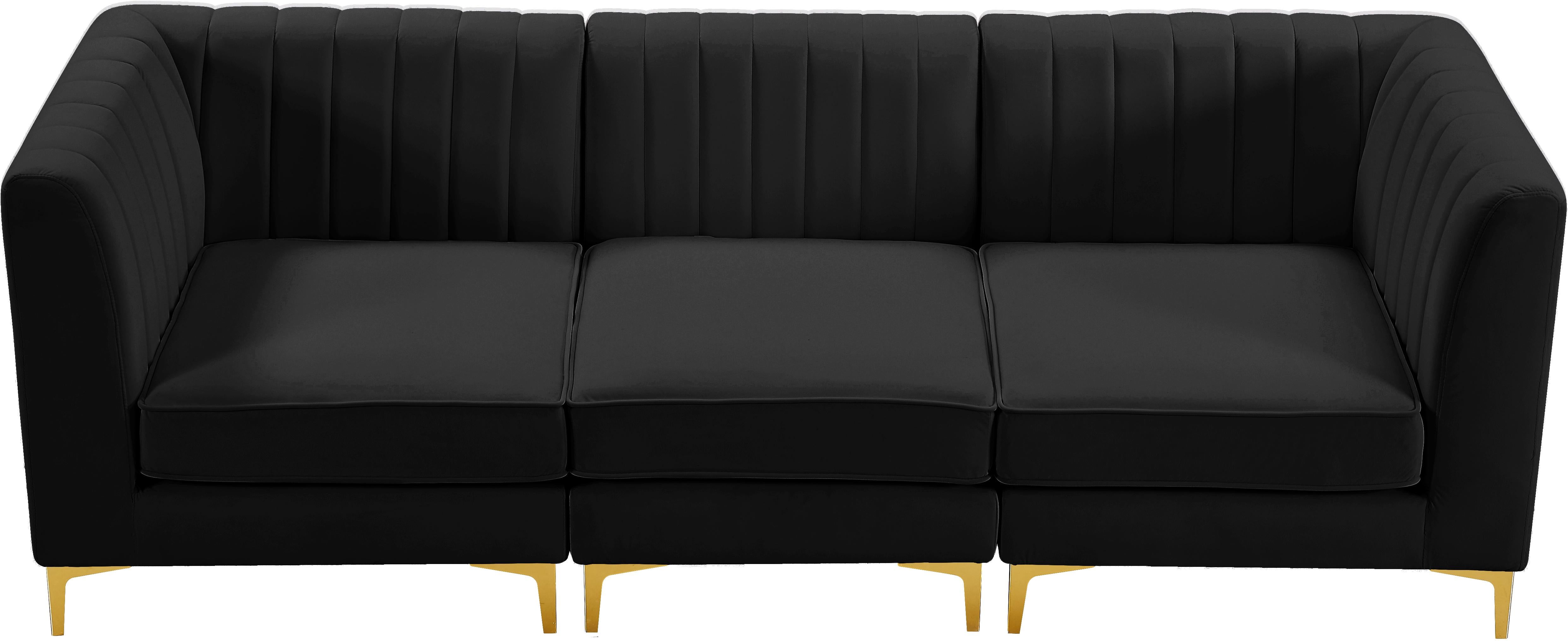 Alina Black Velvet Modular Sofa