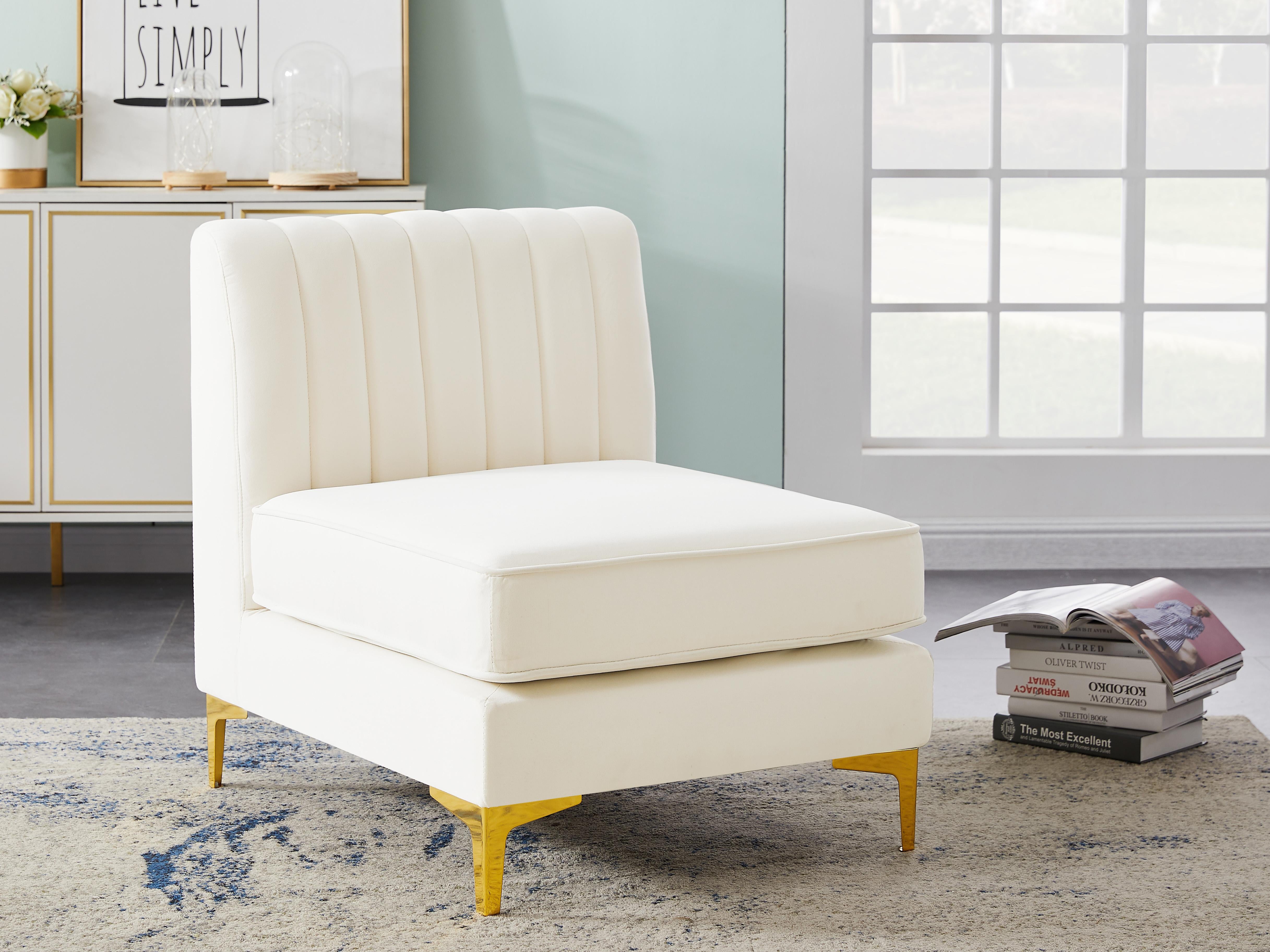 Alina Cream Velvet Armless Chair