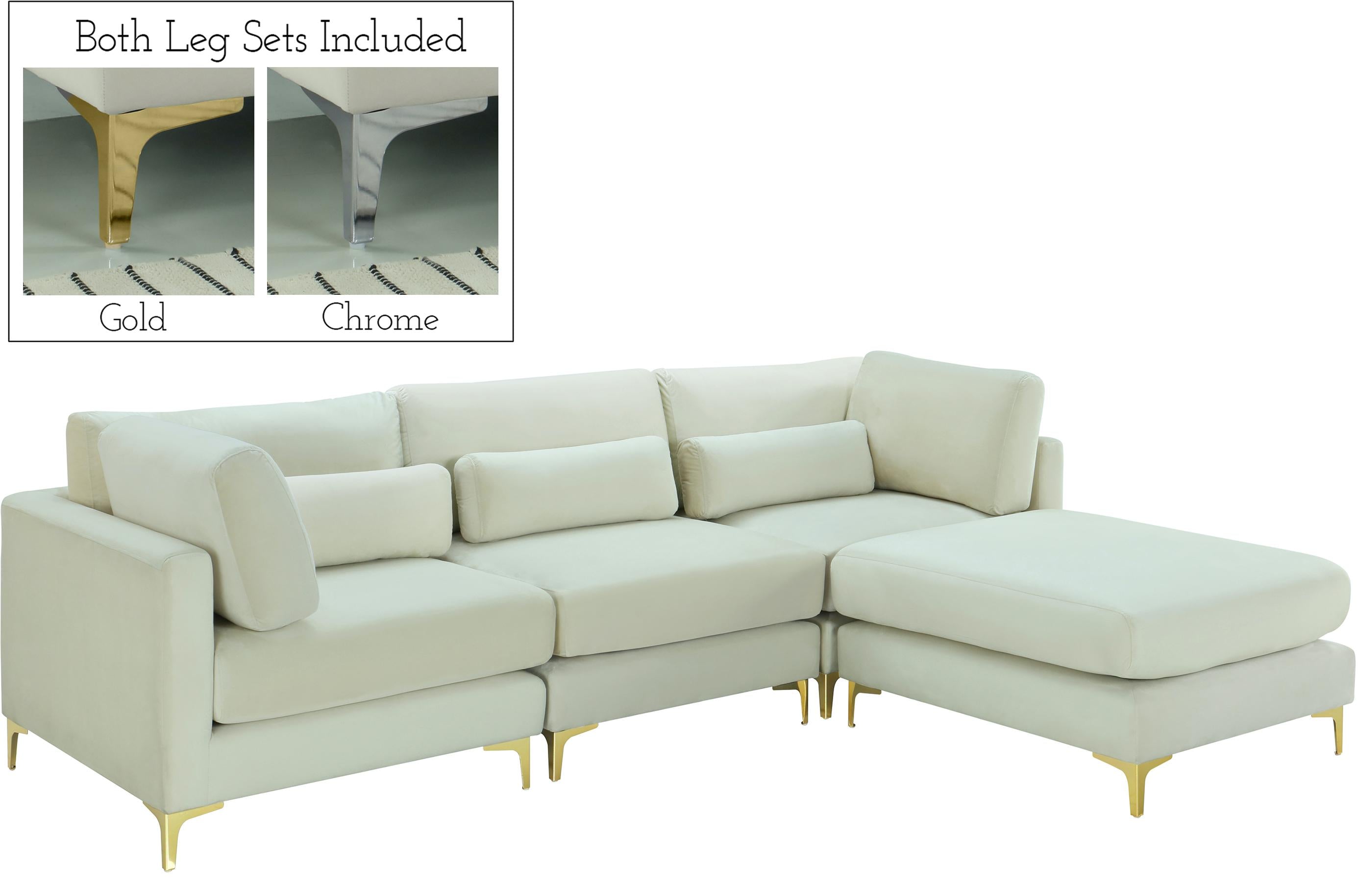 Julia Cream Velvet Modular Sectional (4 Boxes)