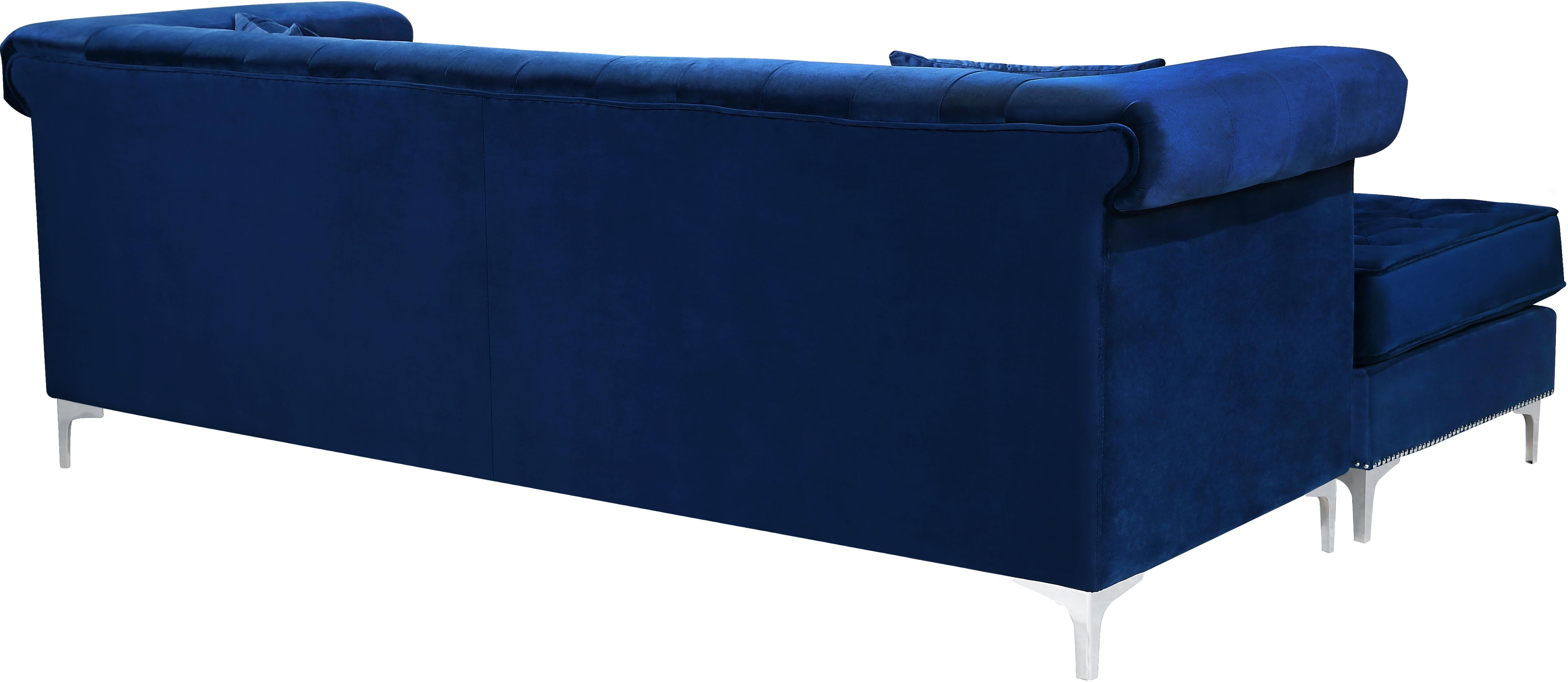 Damian Navy Velvet 2pc. Reversible Sectional