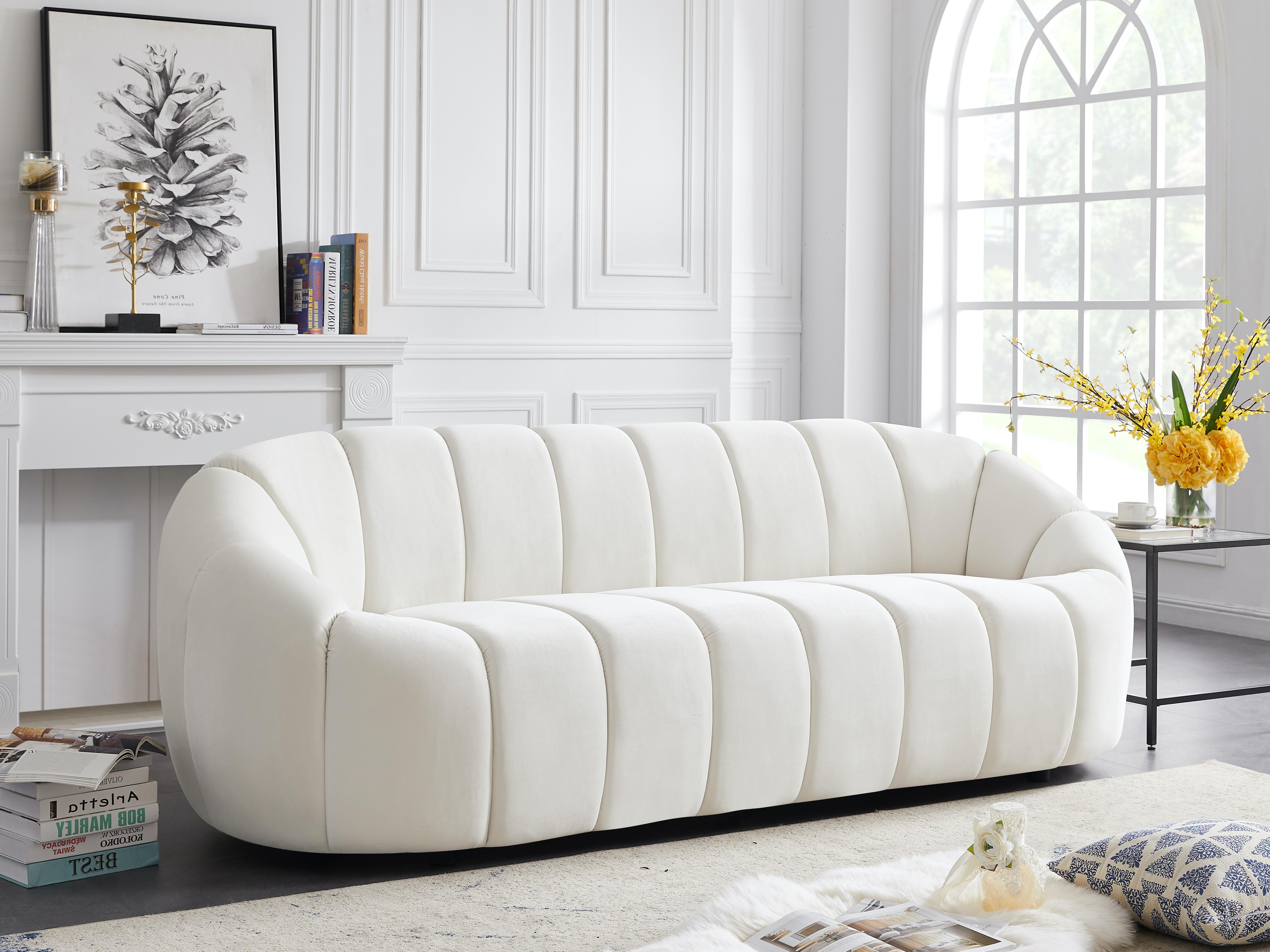 Elijah Cream Velvet Sofa