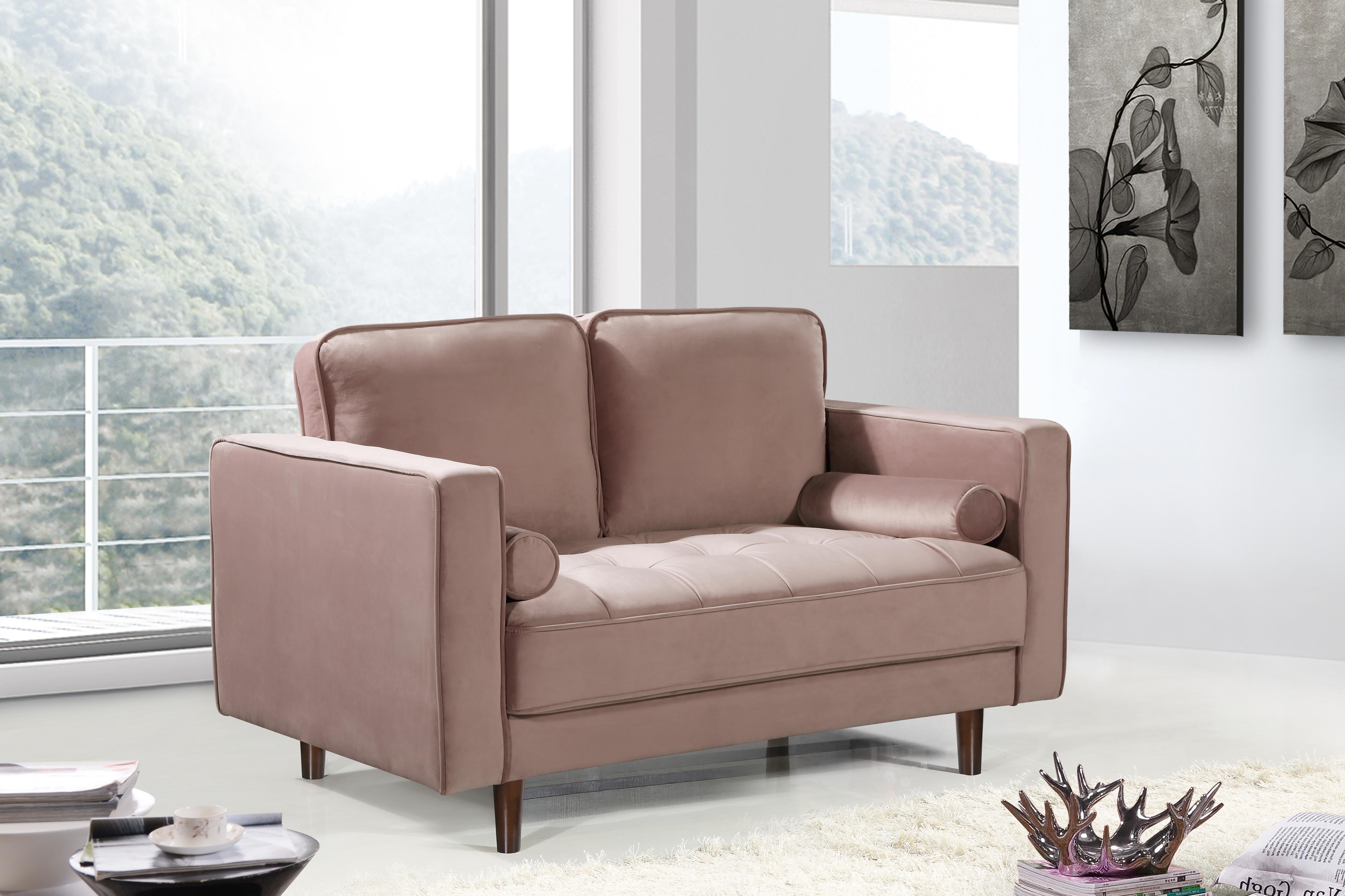 Emily Pink Velvet Loveseat